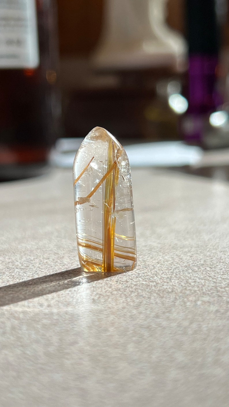 Gold Rutile in Optical Quartz Gem, 29ct Brazil