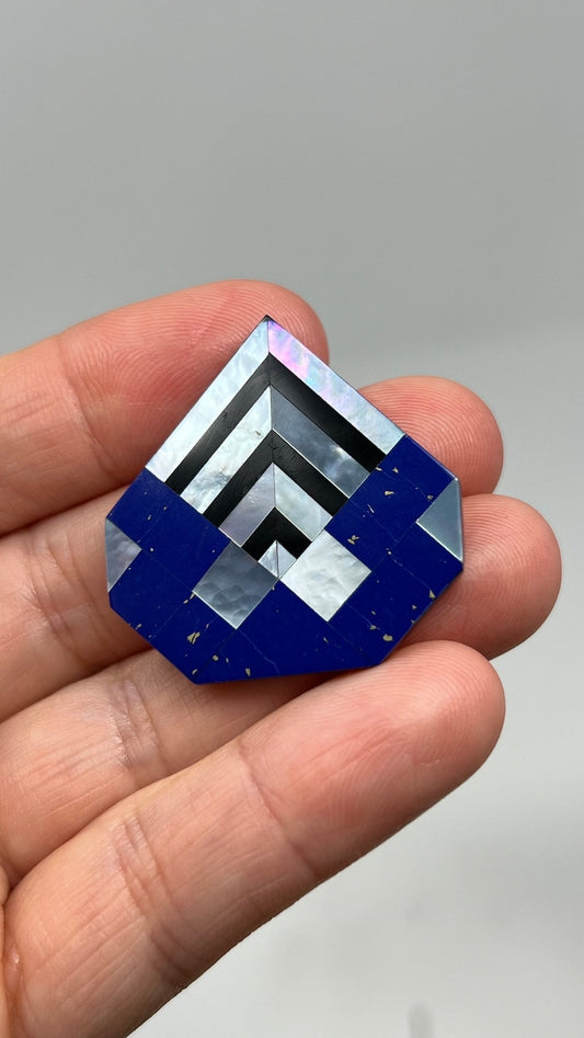 Mother of Pearl, Lapis Lazuli, 6g Custom Lapidary Gem