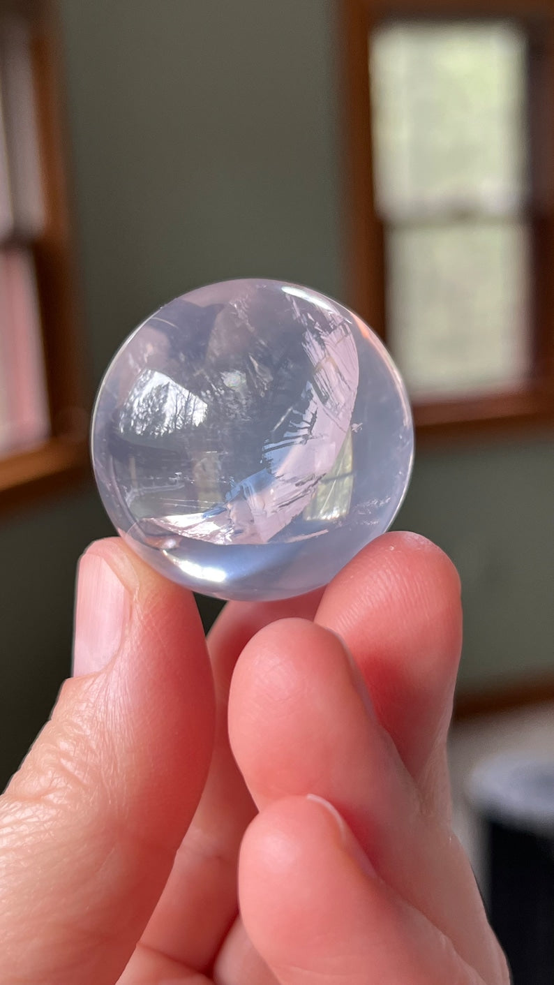 Gem-grade Star Rose Quartz Sphere, Brazil 50g