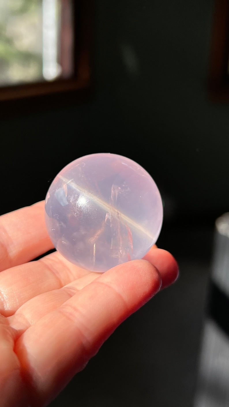 Gem-grade Star Rose Quartz Sphere, Brazil 66g