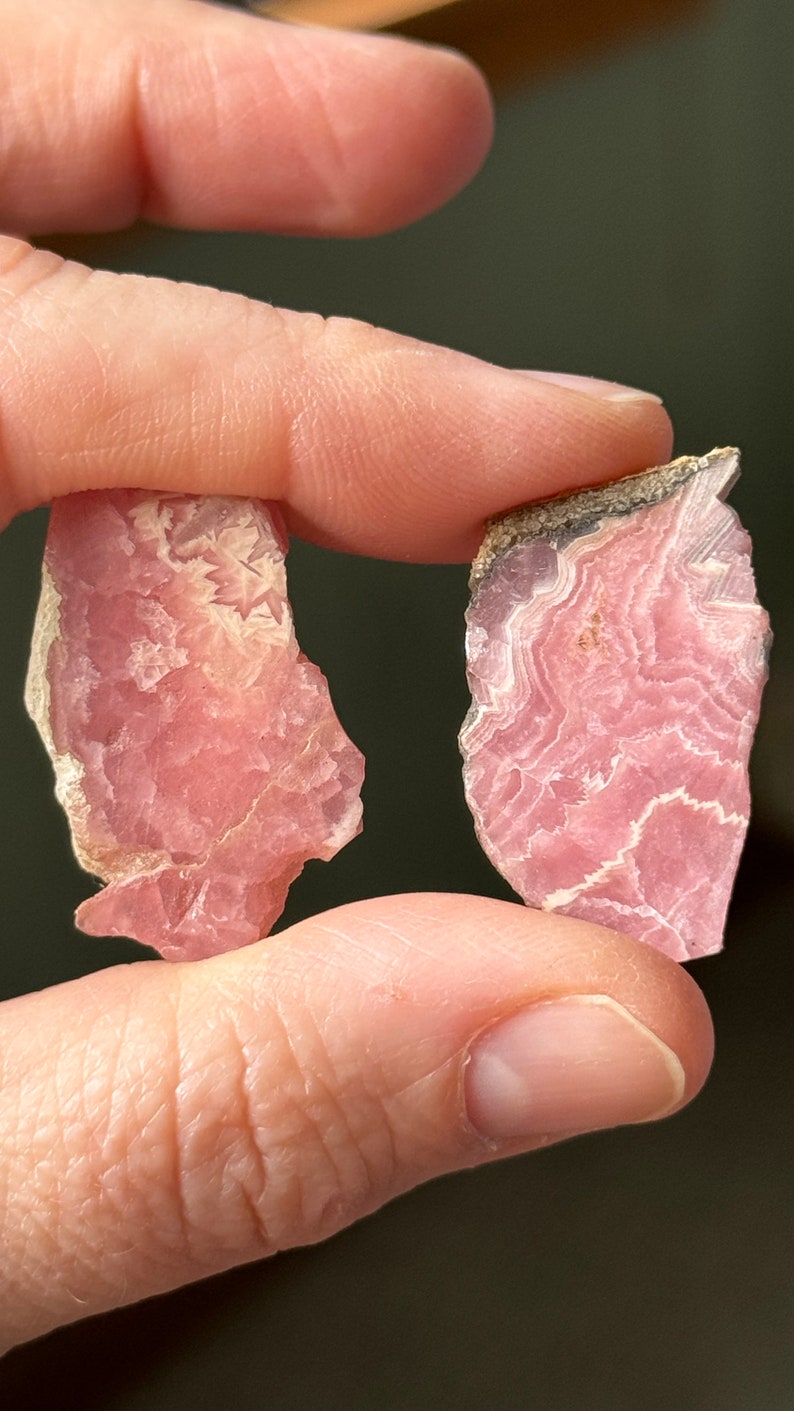 Two Rhodochrosite Slices, 8.6g, Argentina