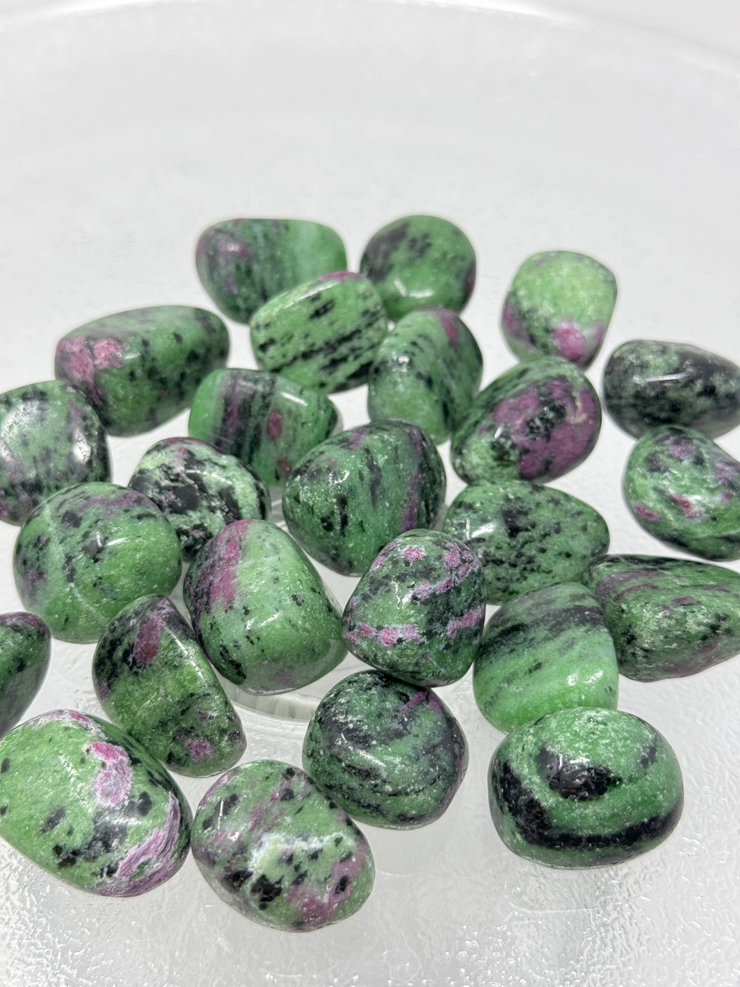 One Ruby in Zoisite Tumbled Stone