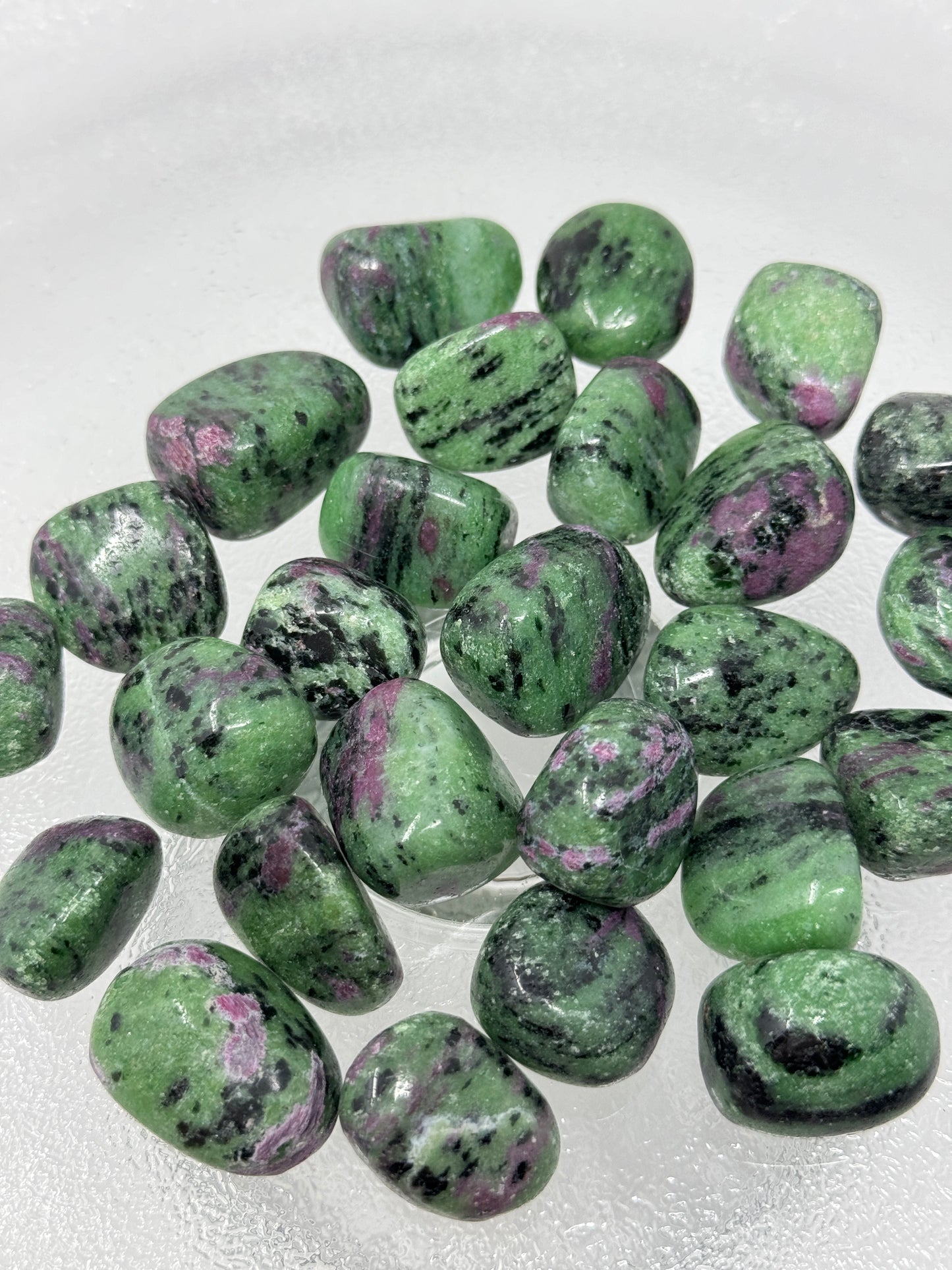 One Ruby in Zoisite Tumbled Stone