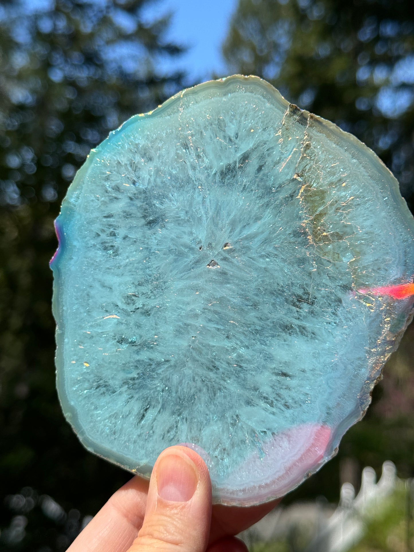 Angel Aura Agate Quartz Slice