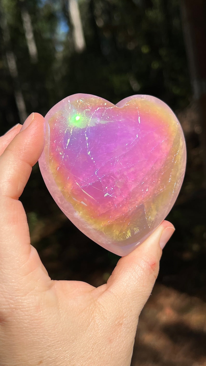 Angel Aura Rose Quartz Heart