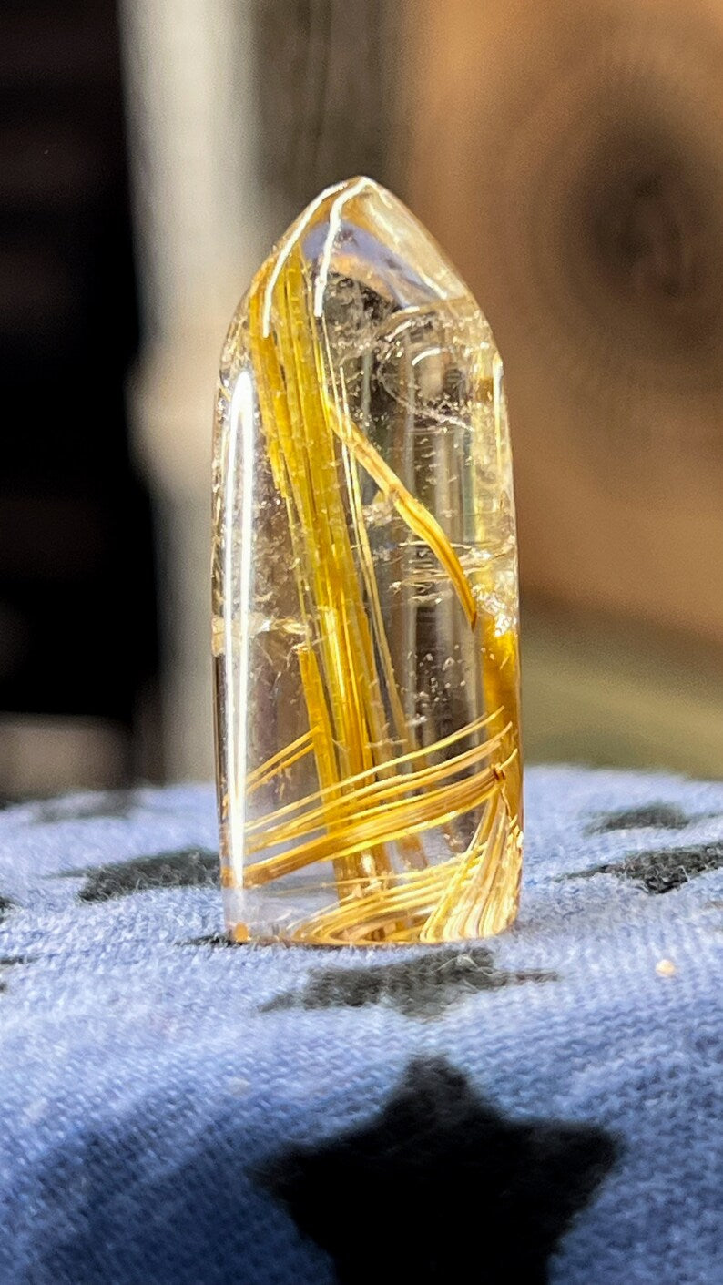 Gold Rutile in Optical Quartz Gem, 29ct Brazil