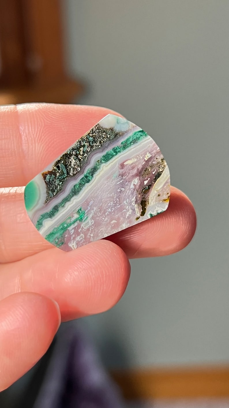 Malachite, Chalcedony Cabochon, 6.9g Inspiration Mine, Arizona USA