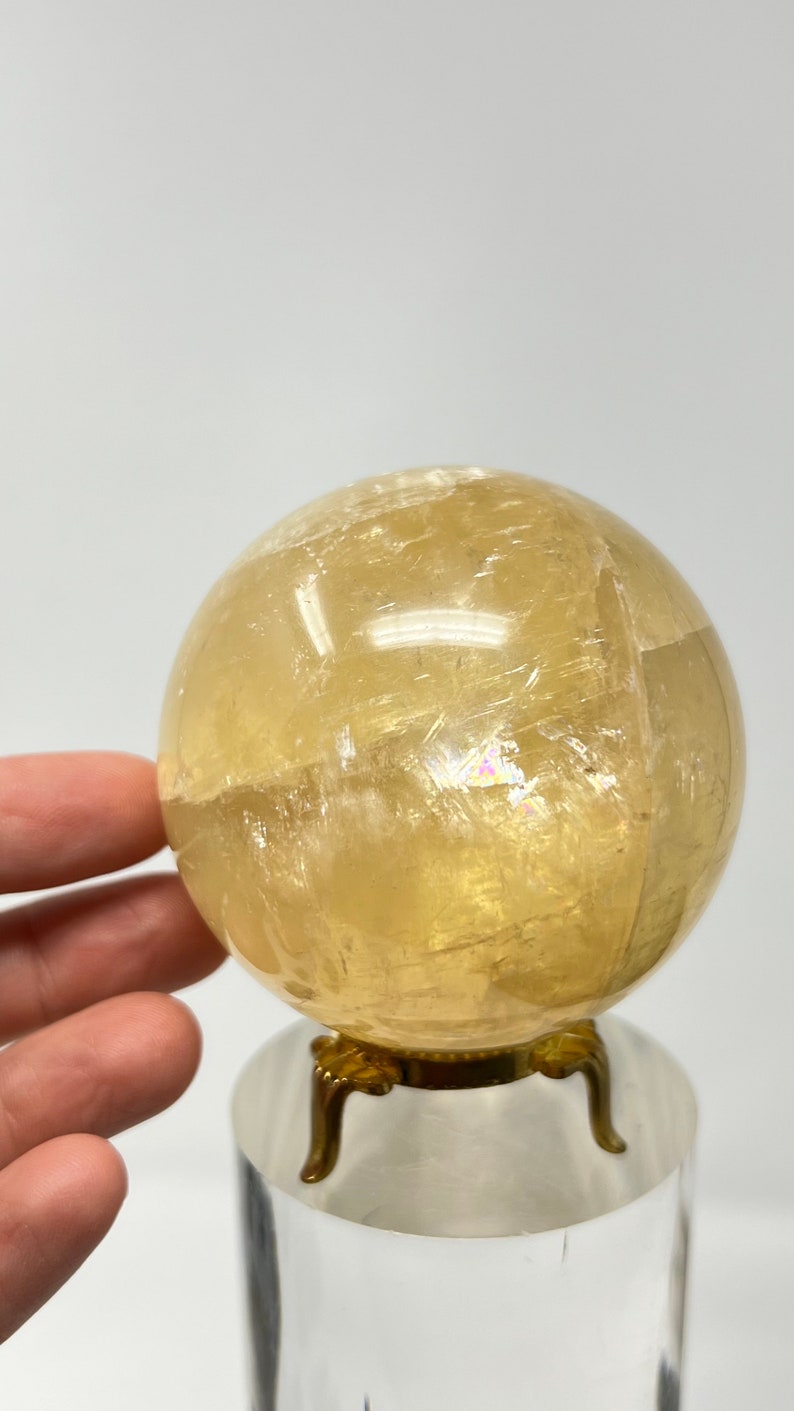 Golden Calcite Sphere with Stand, 546g Bolivia