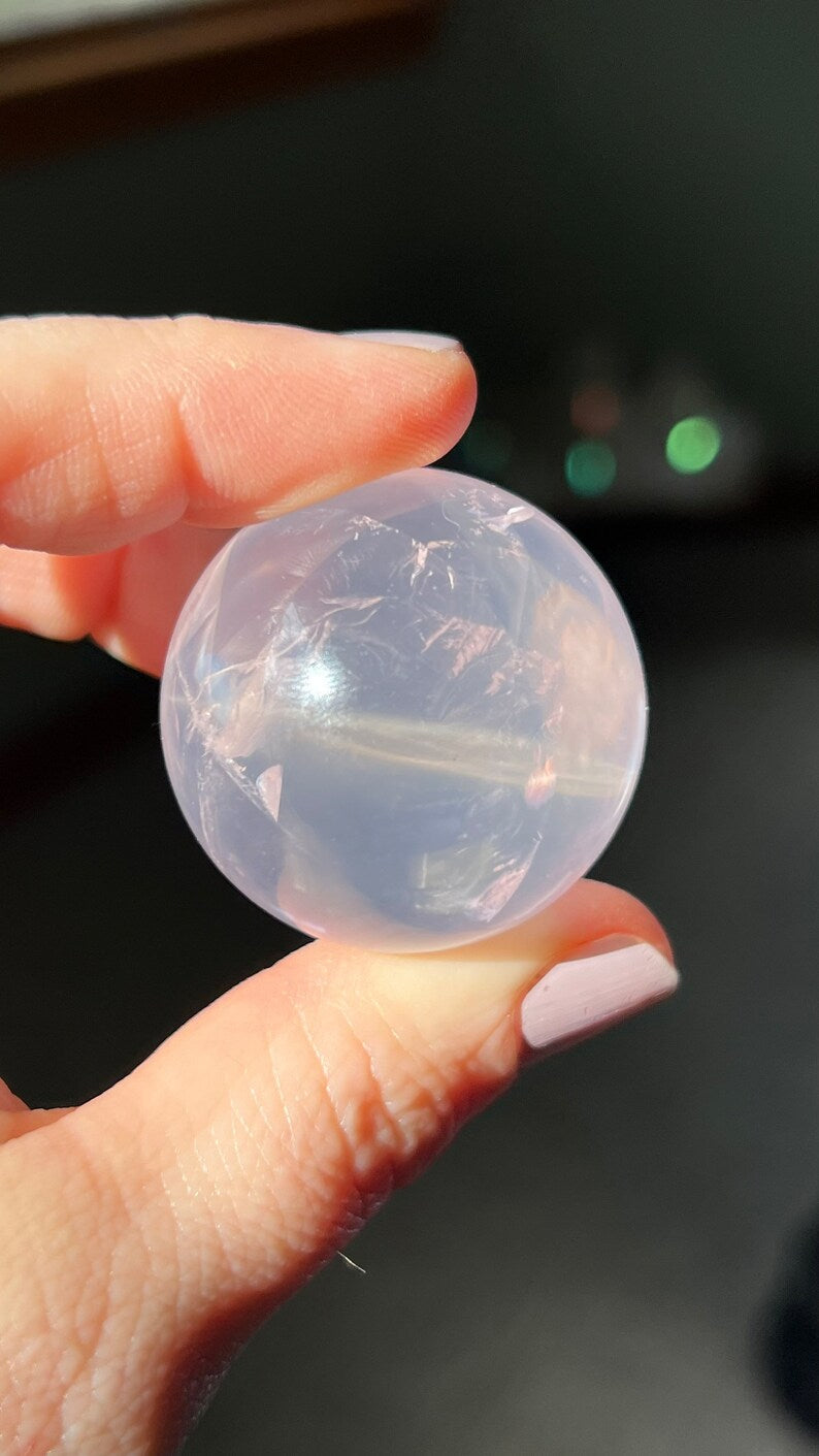 Gem-grade Star Rose Quartz Sphere, Brazil 66g