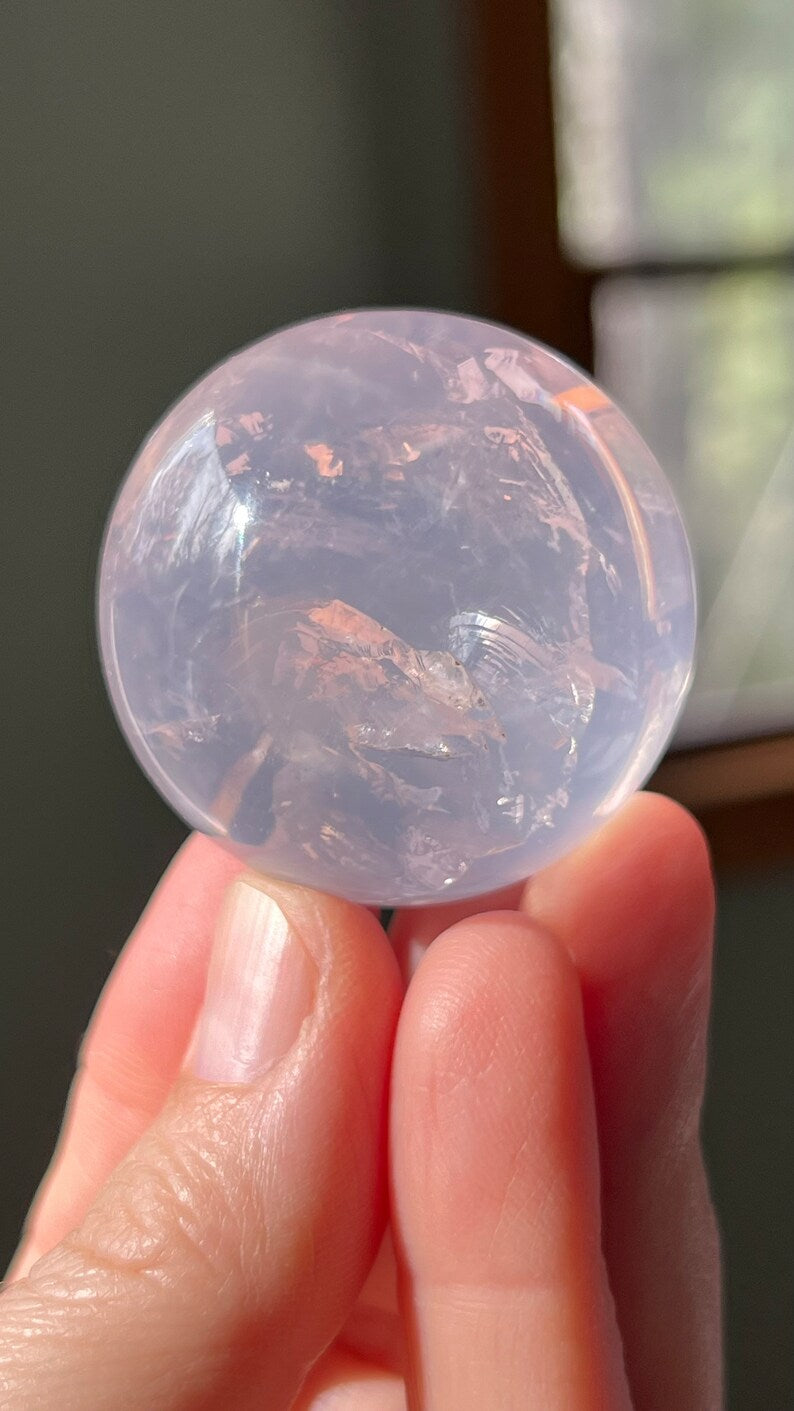 Gem-grade Star Rose Quartz Sphere, Brazil 91g