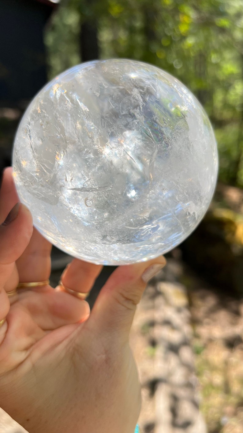 Three Prismatic Quartz Spheres with Rainbows Custom Display, Home Decor