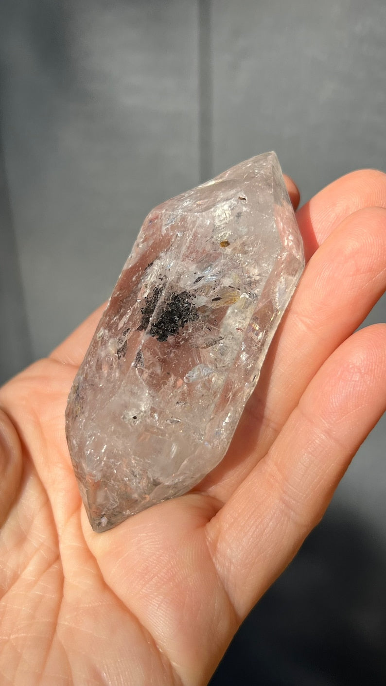 Manifestation Tibetan Quartz with Carbon Pockets and Rainbows, 99g Tibet Nepal