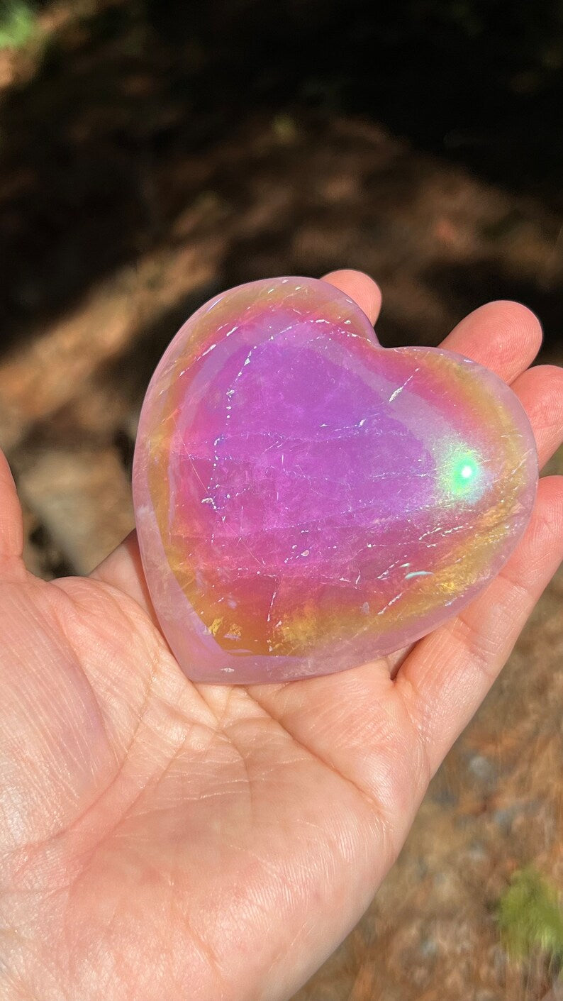 Angel Aura Rose Quartz Heart
