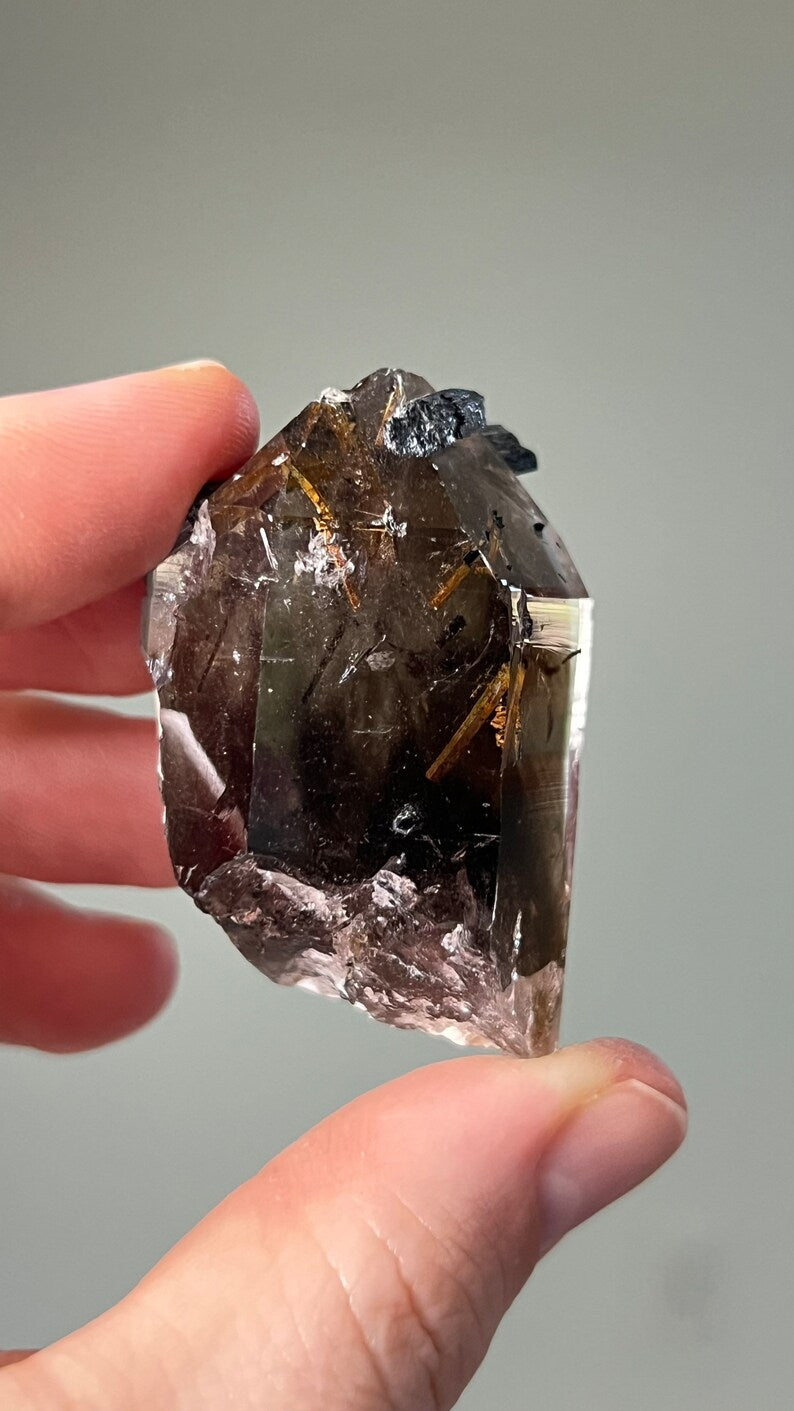 Prismatic Smoky Quartz with Aegirine and Rutile, 57g Malawi