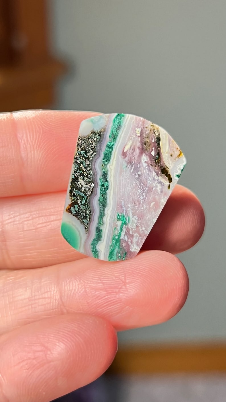 Malachite, Chalcedony Cabochon, 6.9g Inspiration Mine, Arizona USA