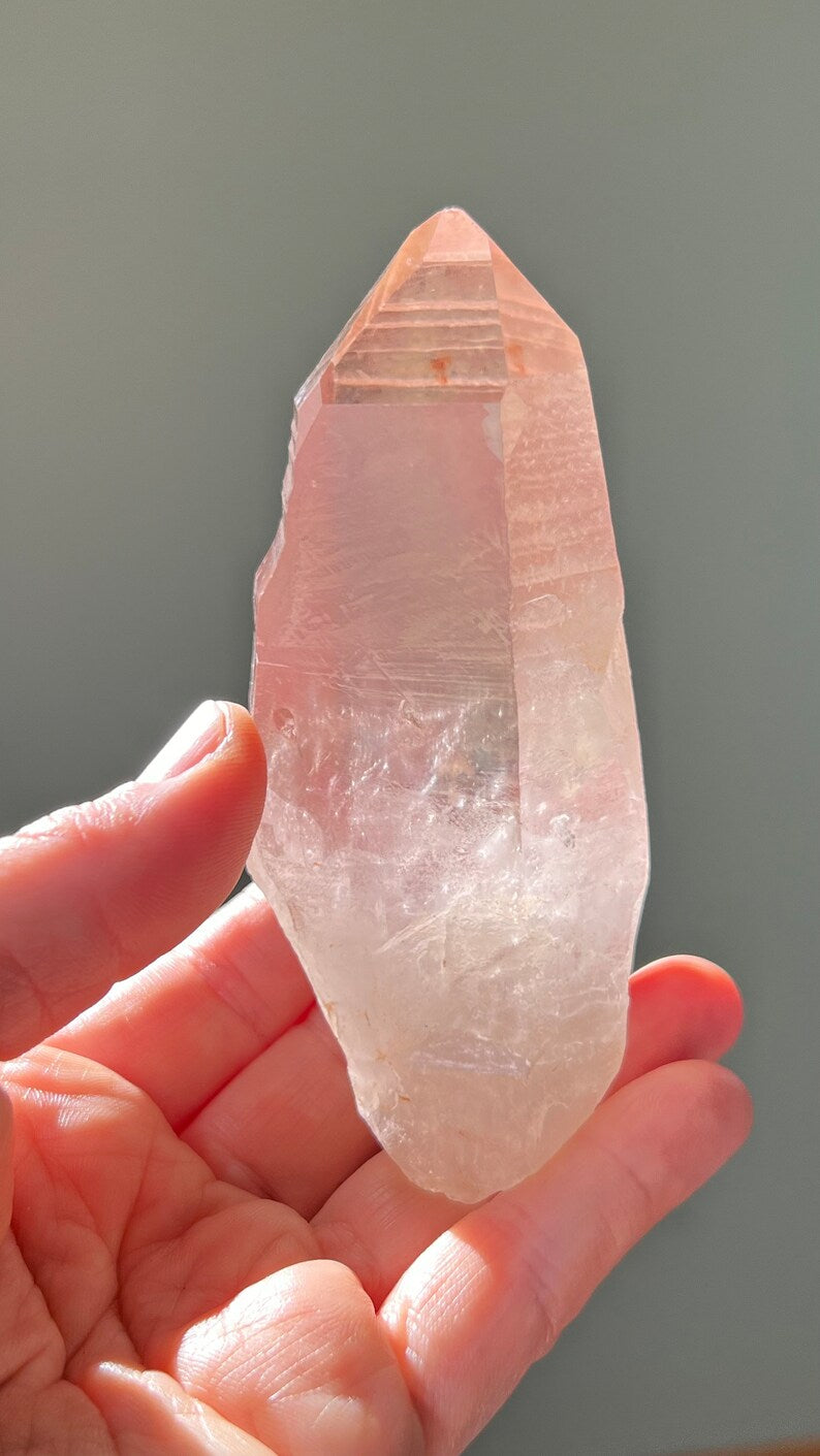 Pink Lemurian Diamond Window Quartz