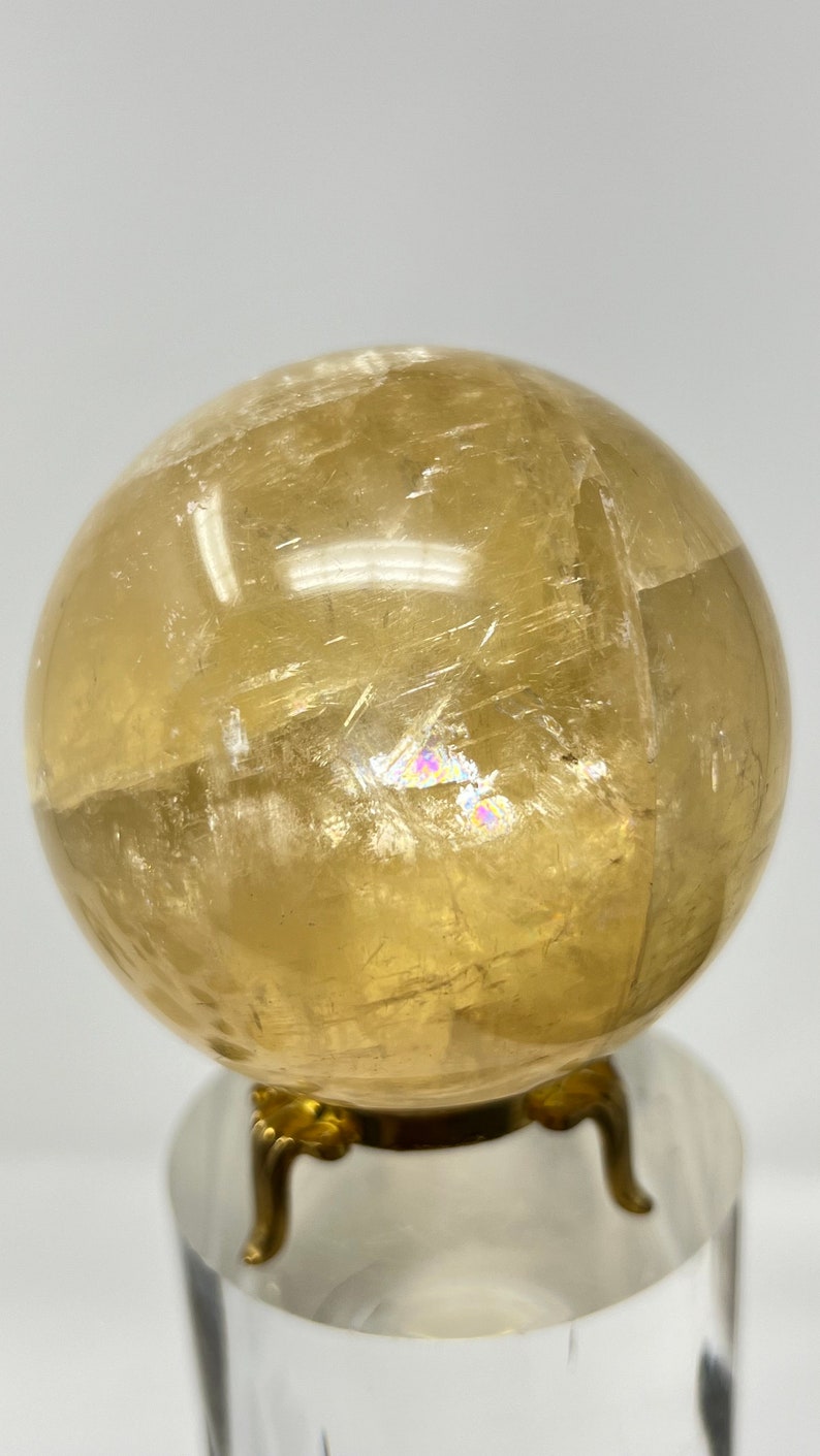 Golden Calcite Sphere with Stand, 546g Bolivia