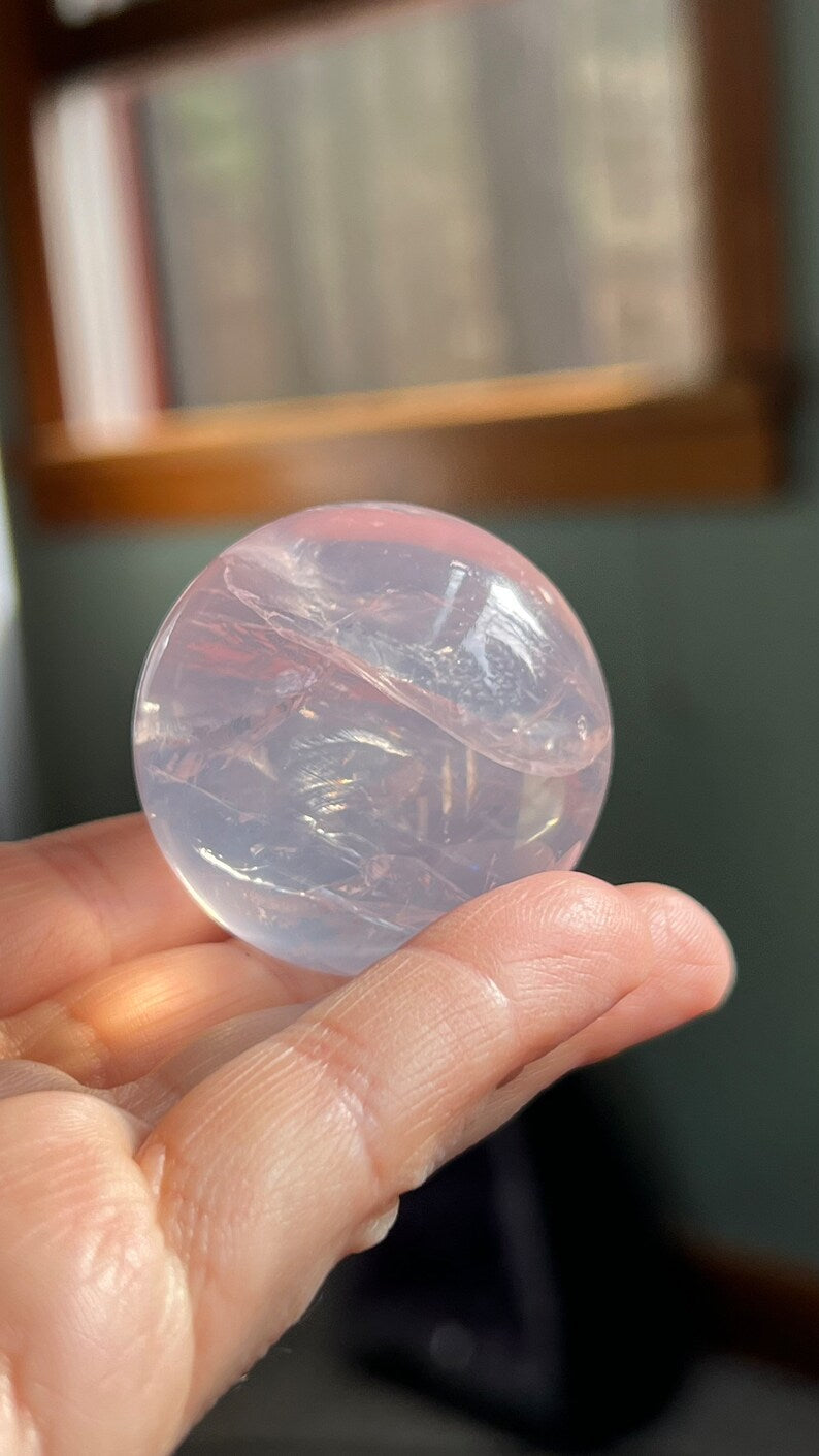 Gem-grade Star Rose Quartz Sphere, Brazil 91g