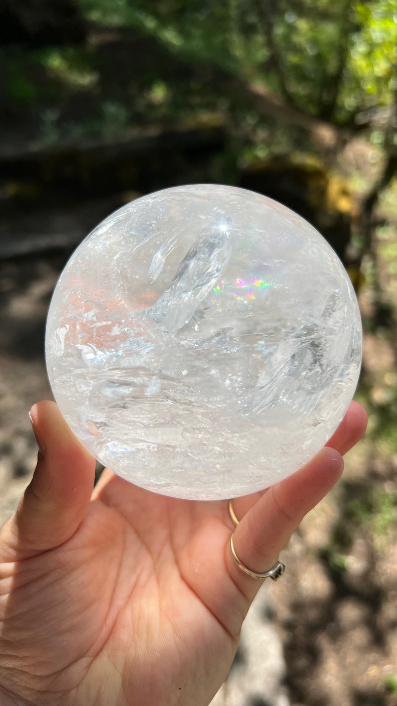 Three Prismatic Quartz Spheres with Rainbows Custom Display, Home Decor