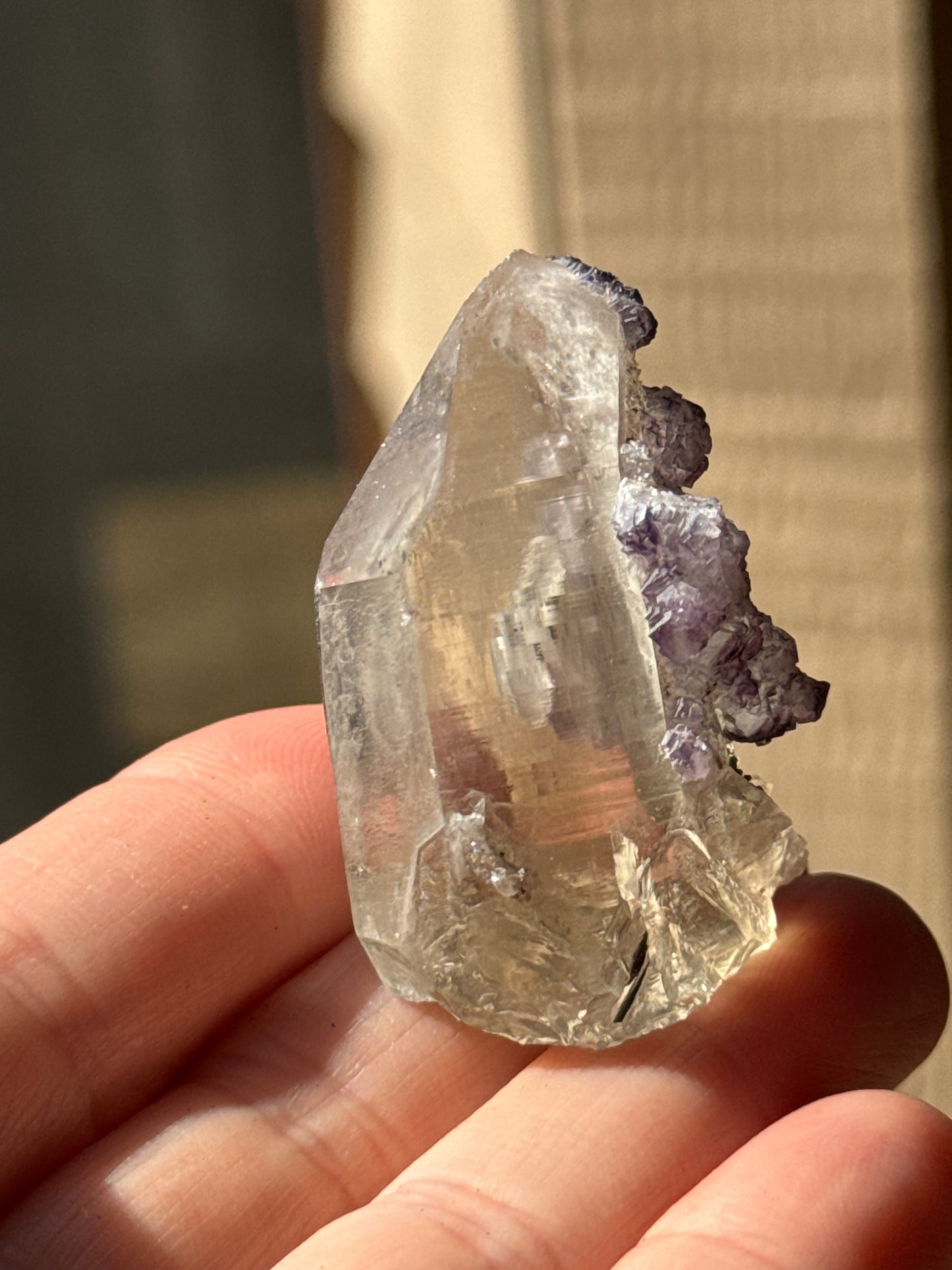 Purple Fluorite on Quartz, 35g Yaogangxian Minerals