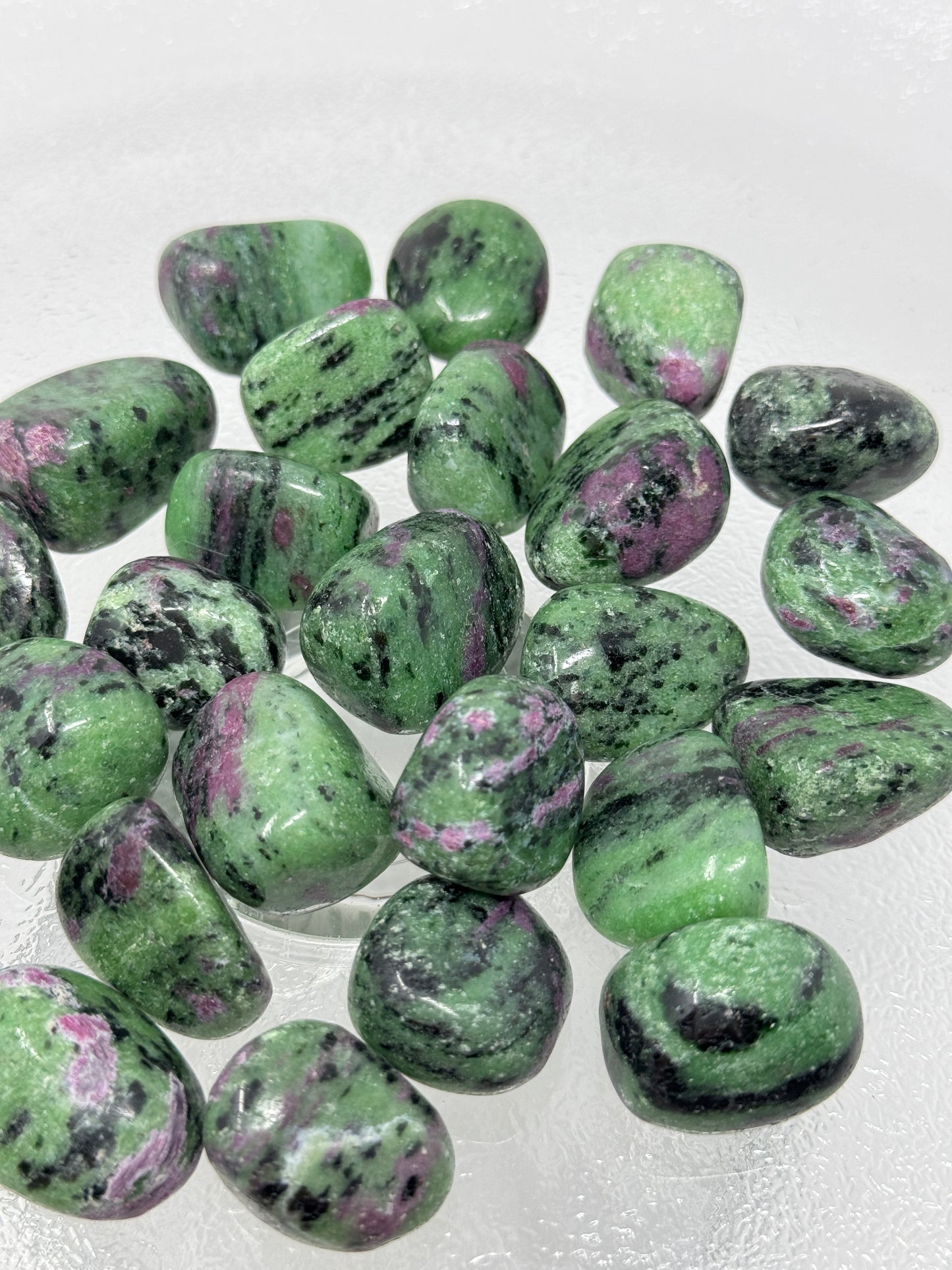 One Ruby in Zoisite Tumbled Stone