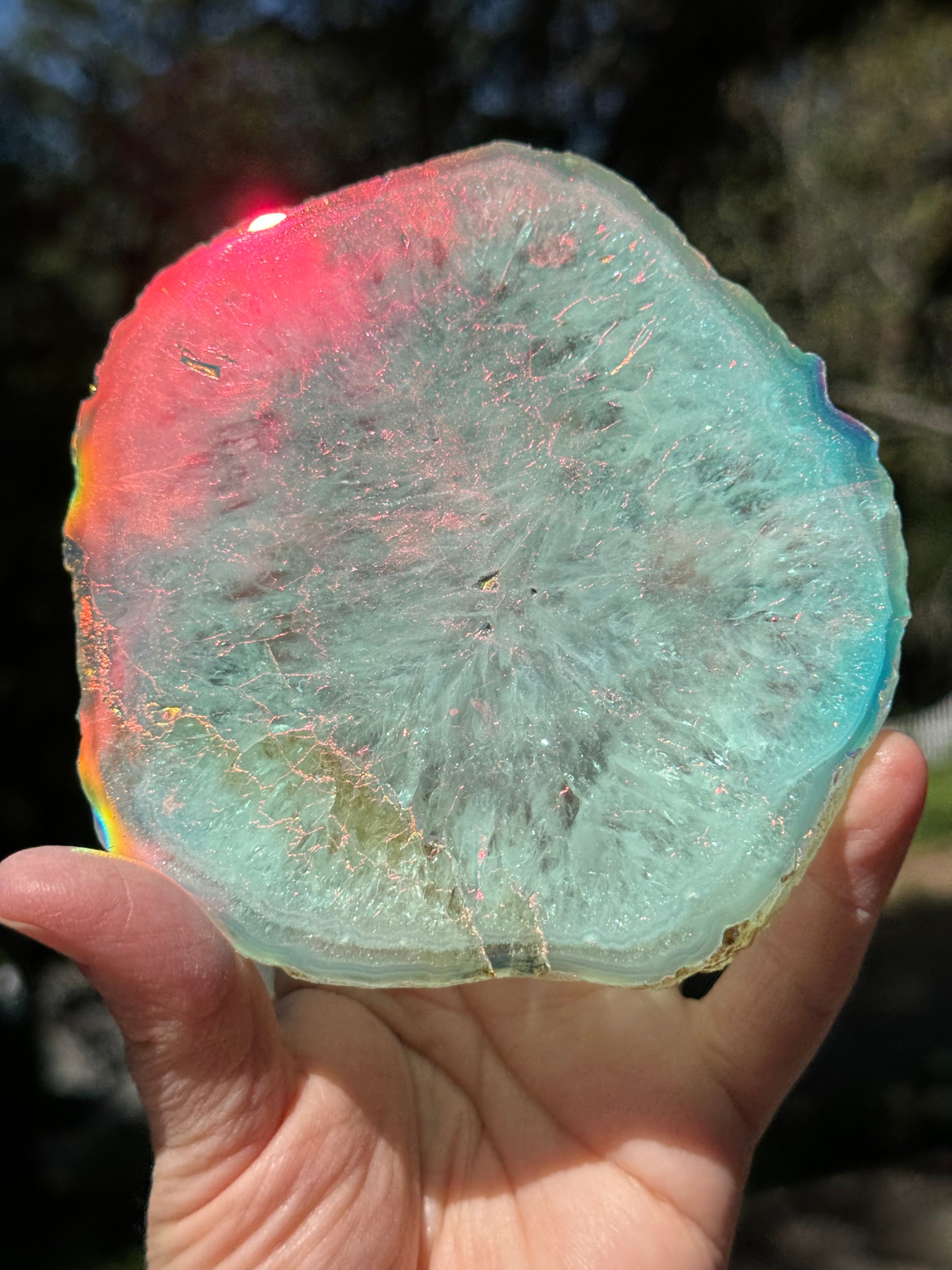 Angel Aura Agate Quartz Slice