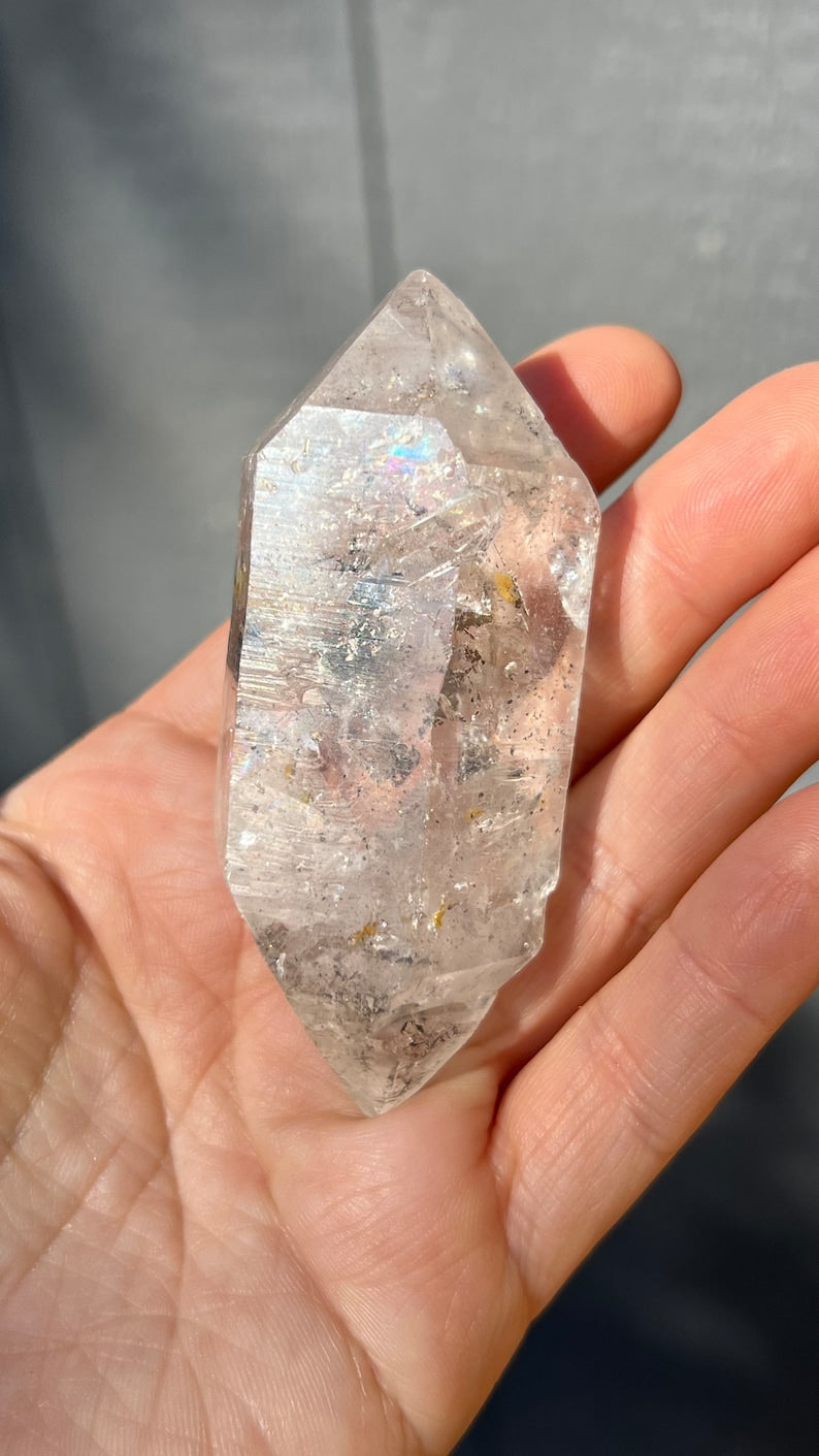 Manifestation Tibetan Quartz with Carbon Pockets and Rainbows, 99g Tibet Nepal