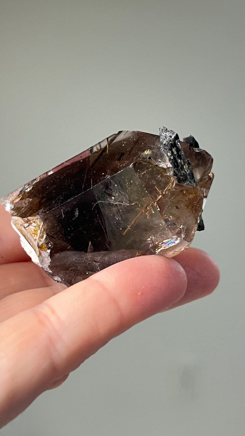 Prismatic Smoky Quartz with Aegirine and Rutile, 57g Malawi