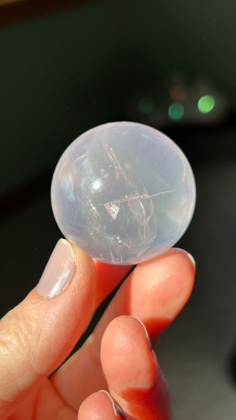 Gem-grade Star Rose Quartz Sphere, Brazil 66g