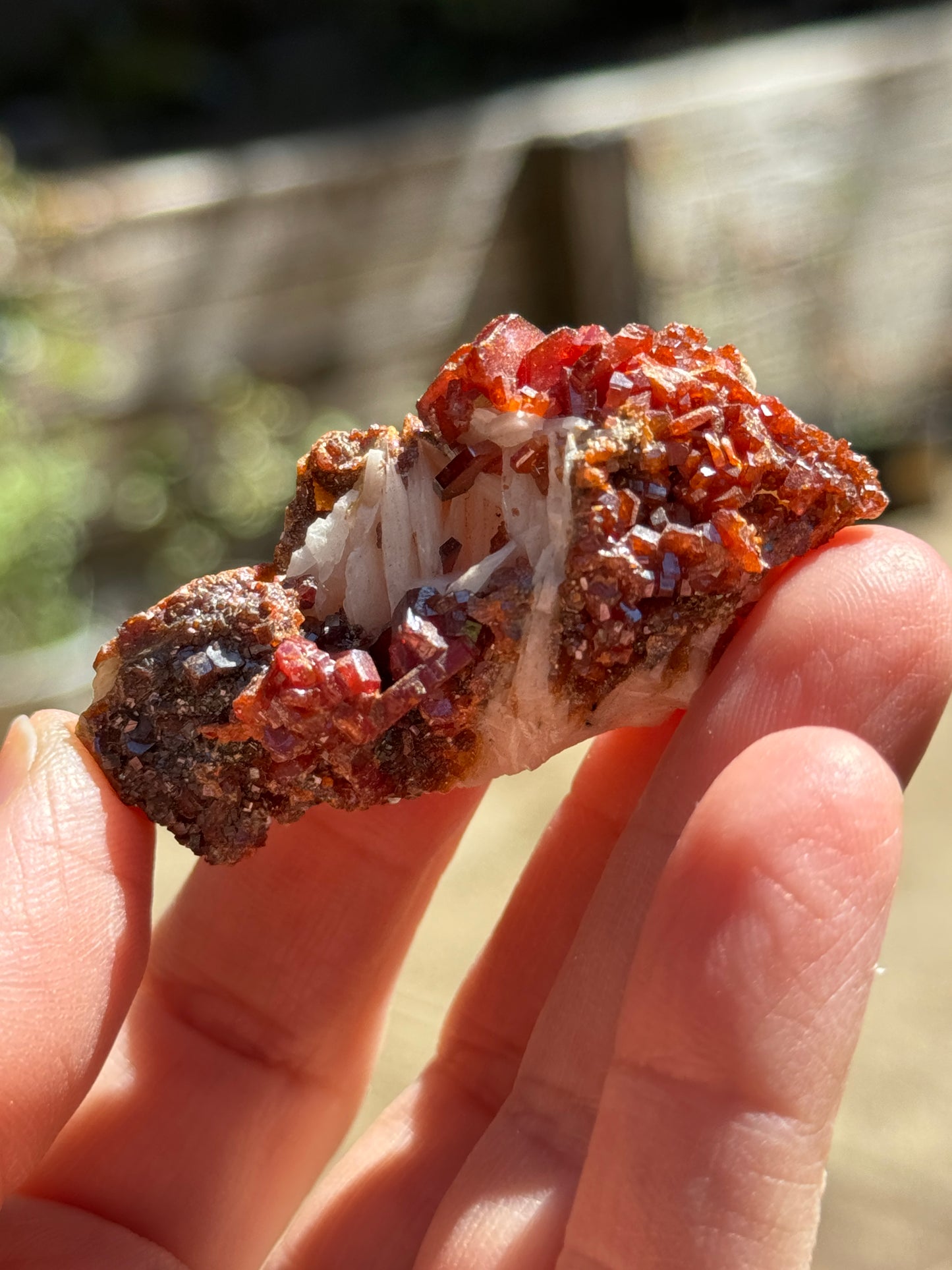 Vanadinite Crystal with Barite, 51g Morocco