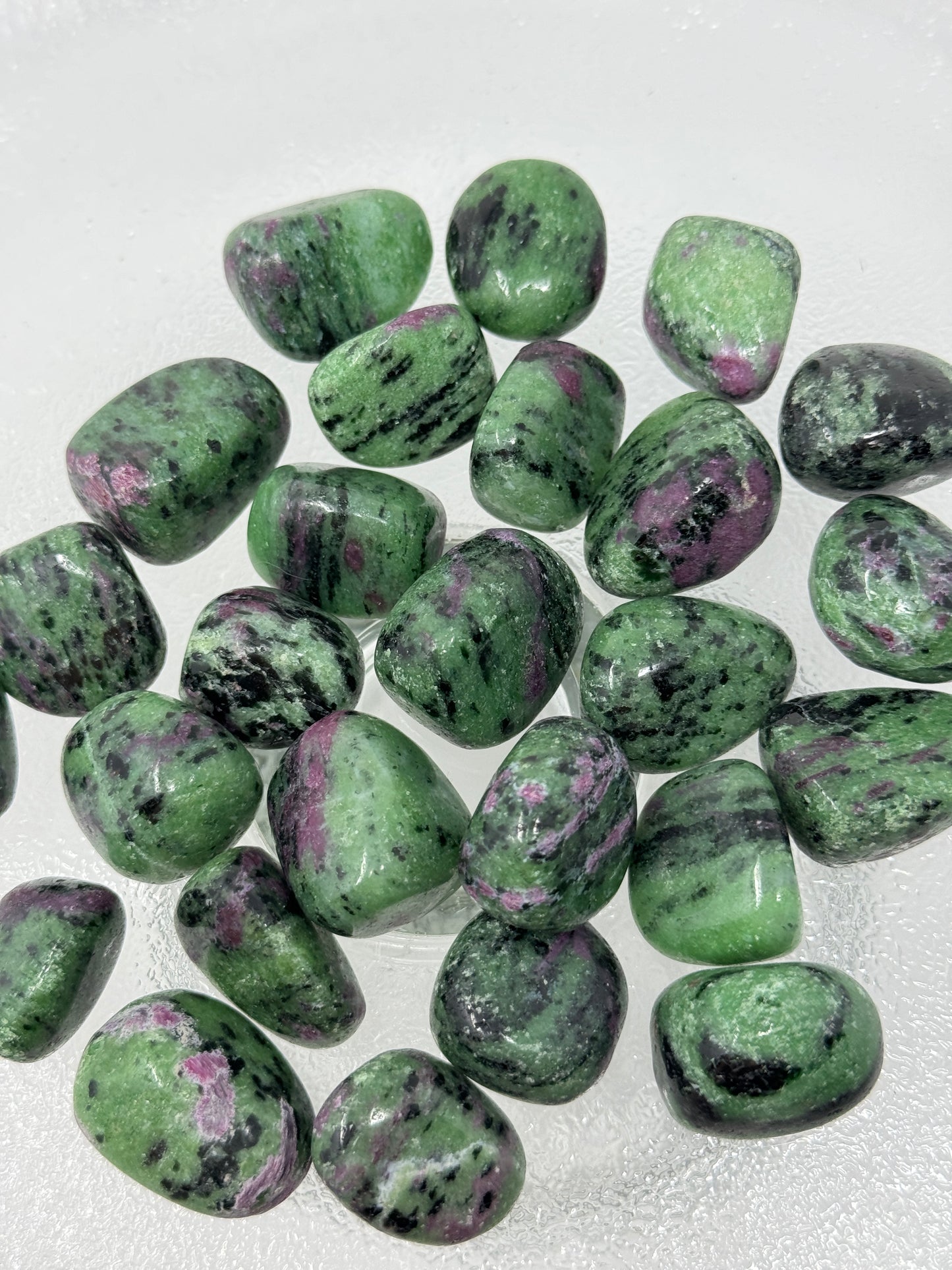 One Ruby in Zoisite Tumbled Stone