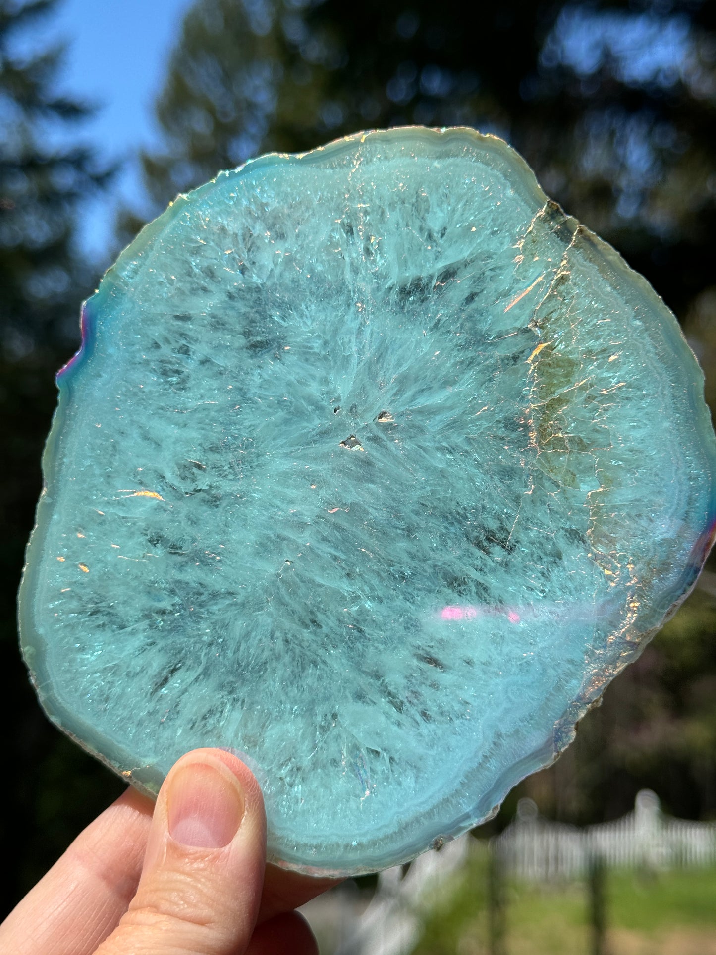 Angel Aura Agate Quartz Slice