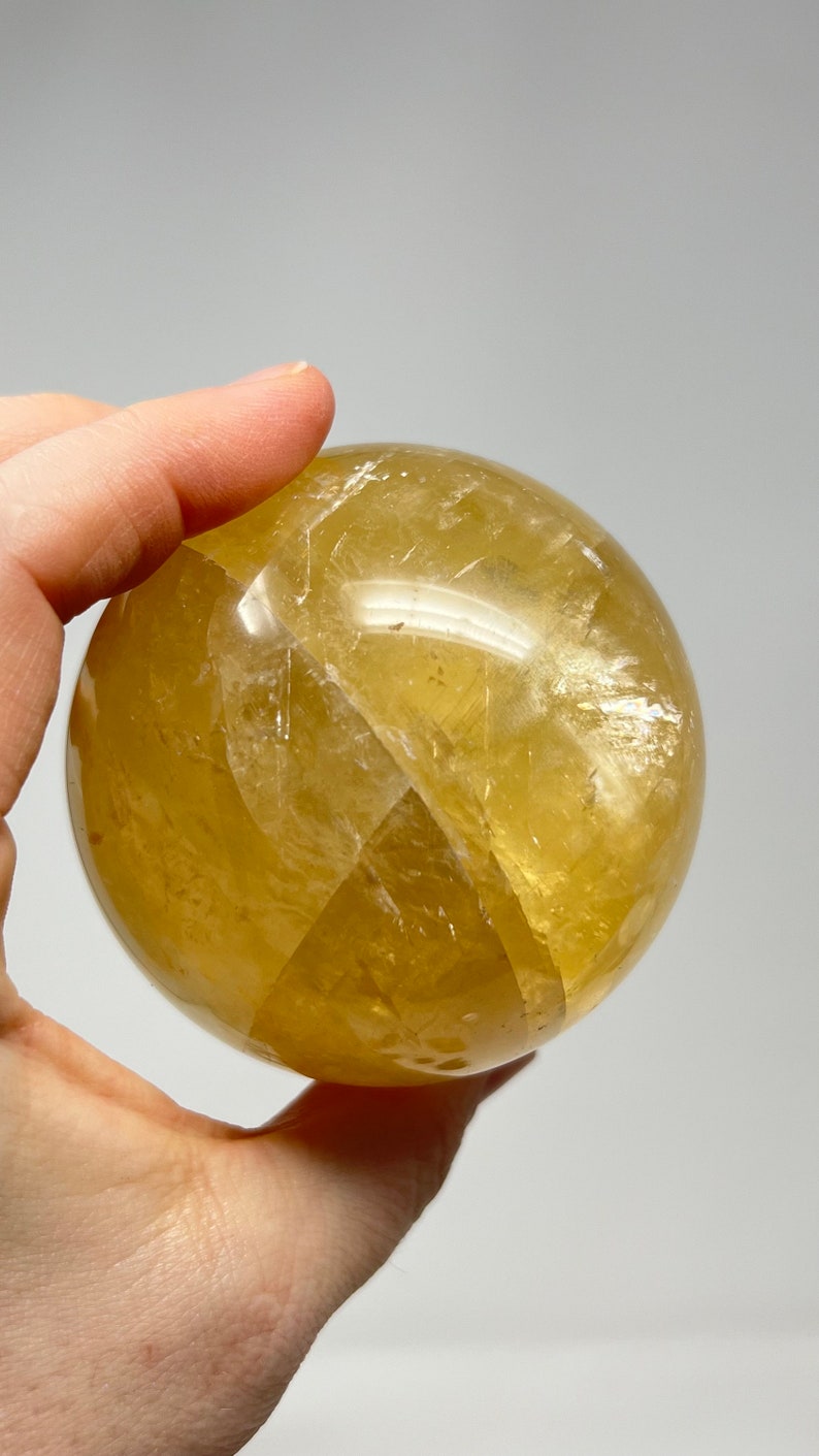 Golden Calcite Sphere with Stand, 546g Bolivia