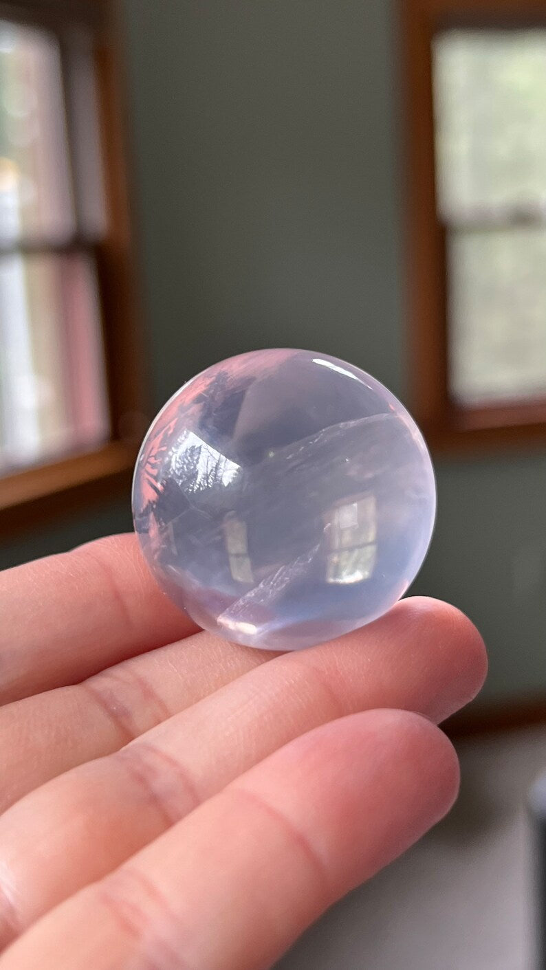 Gem-grade Star Rose Quartz Sphere, Brazil 50g