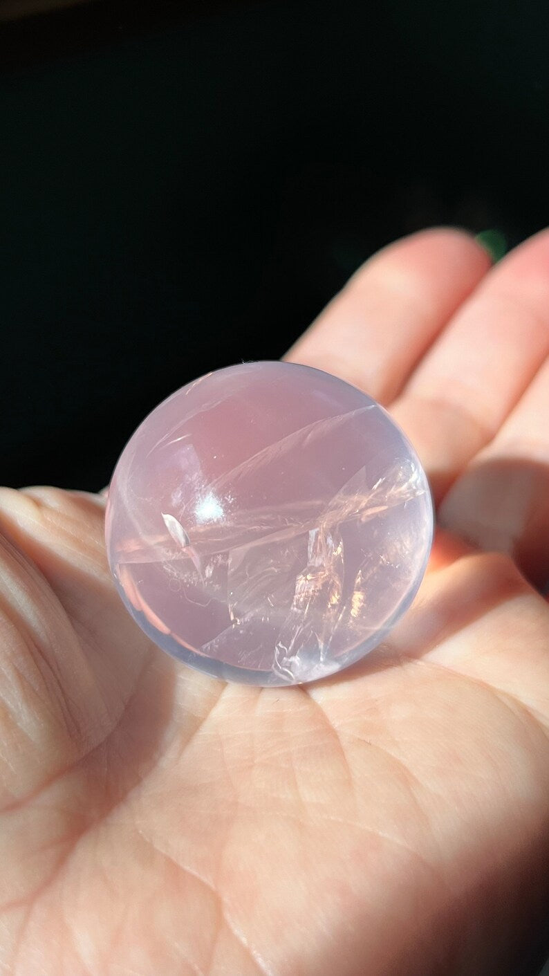 Gem-grade Star Rose Quartz Sphere, Brazil 66g