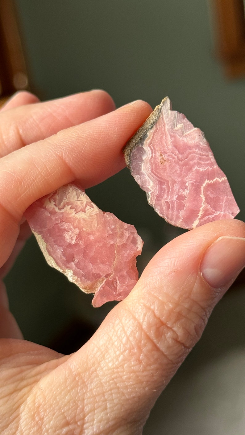 Two Rhodochrosite Slices, 8.6g, Argentina