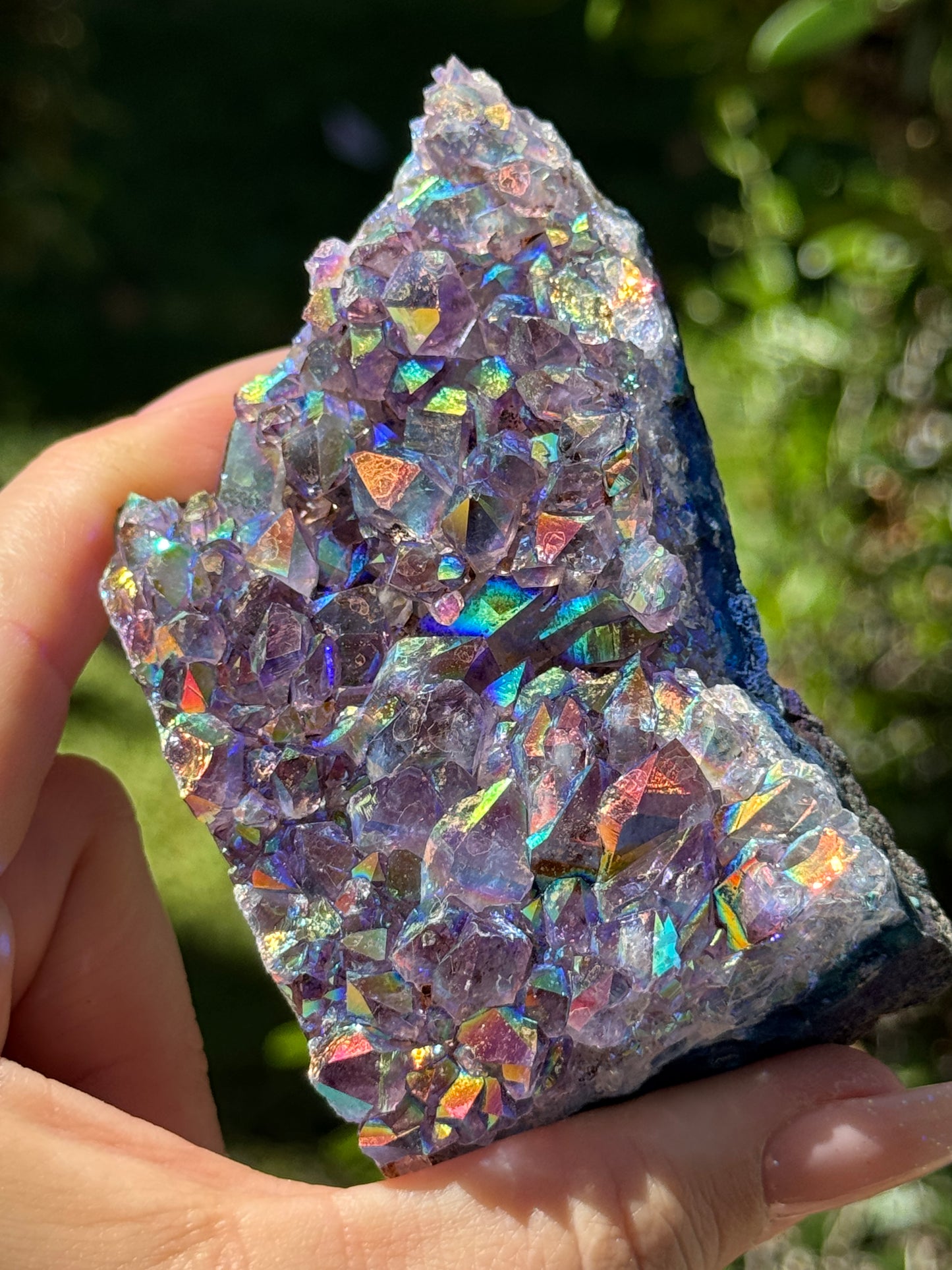 Rainbow Aura Amethyst Geode