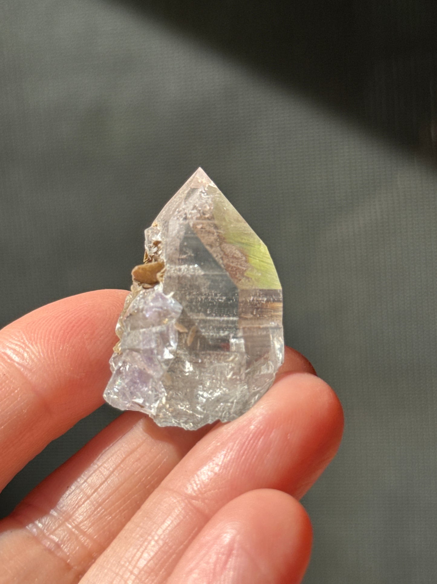 Fluorite on Phantom Quartz, 17g Yaogangxian Minerals