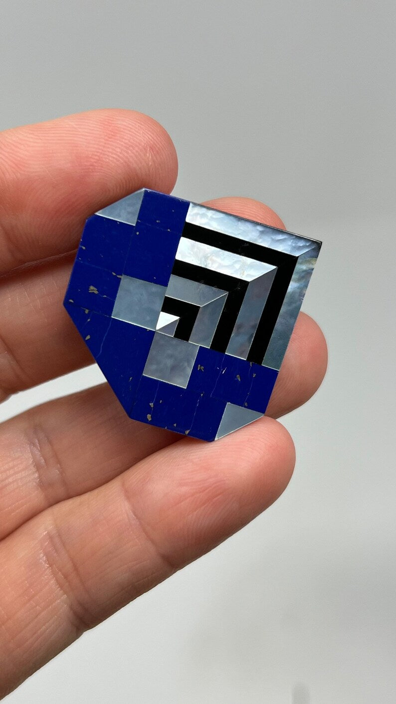 Mother of Pearl, Lapis Lazuli, 6g Custom Lapidary Gem
