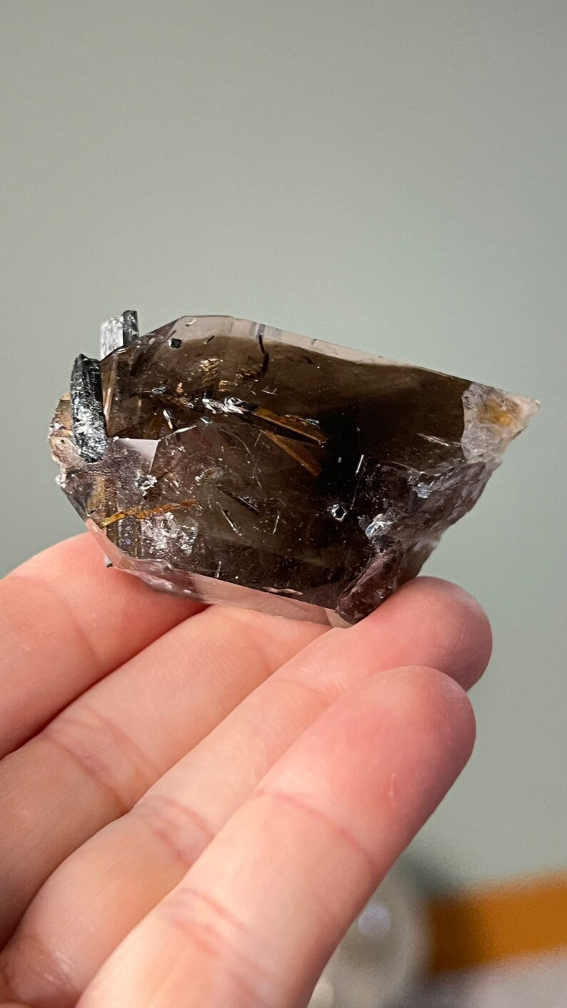 Prismatic Smoky Quartz with Aegirine and Rutile, 57g Malawi