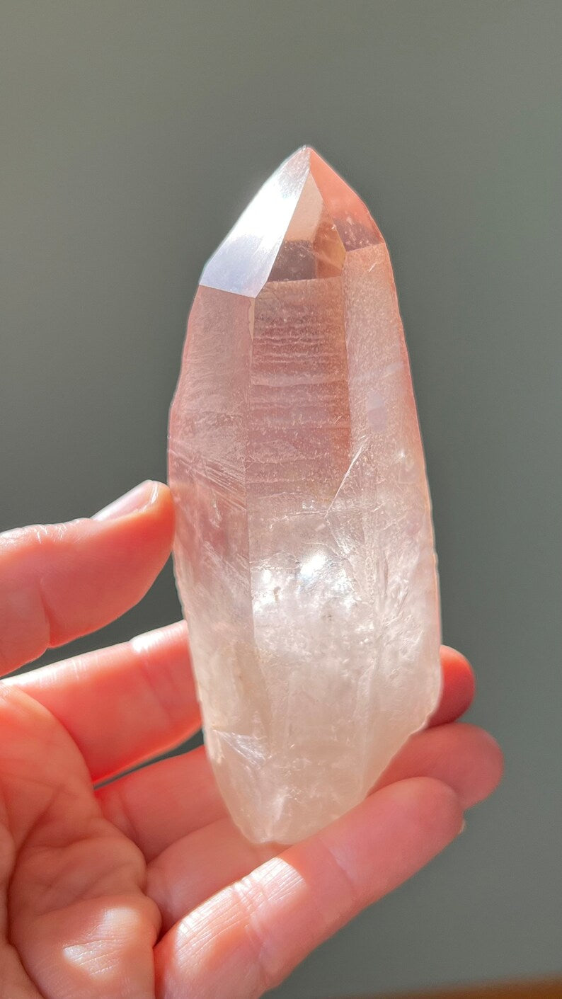 Pink Lemurian Diamond Window Quartz