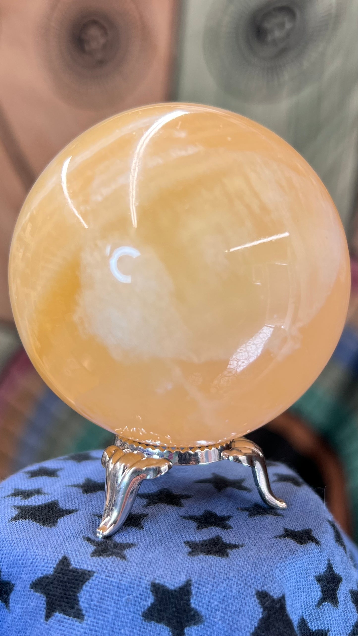 Orange Calcite Sphere with Display Stand