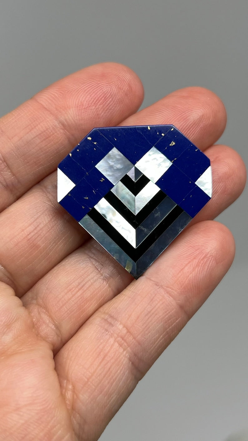 Mother of Pearl, Lapis Lazuli, 6g Custom Lapidary Gem