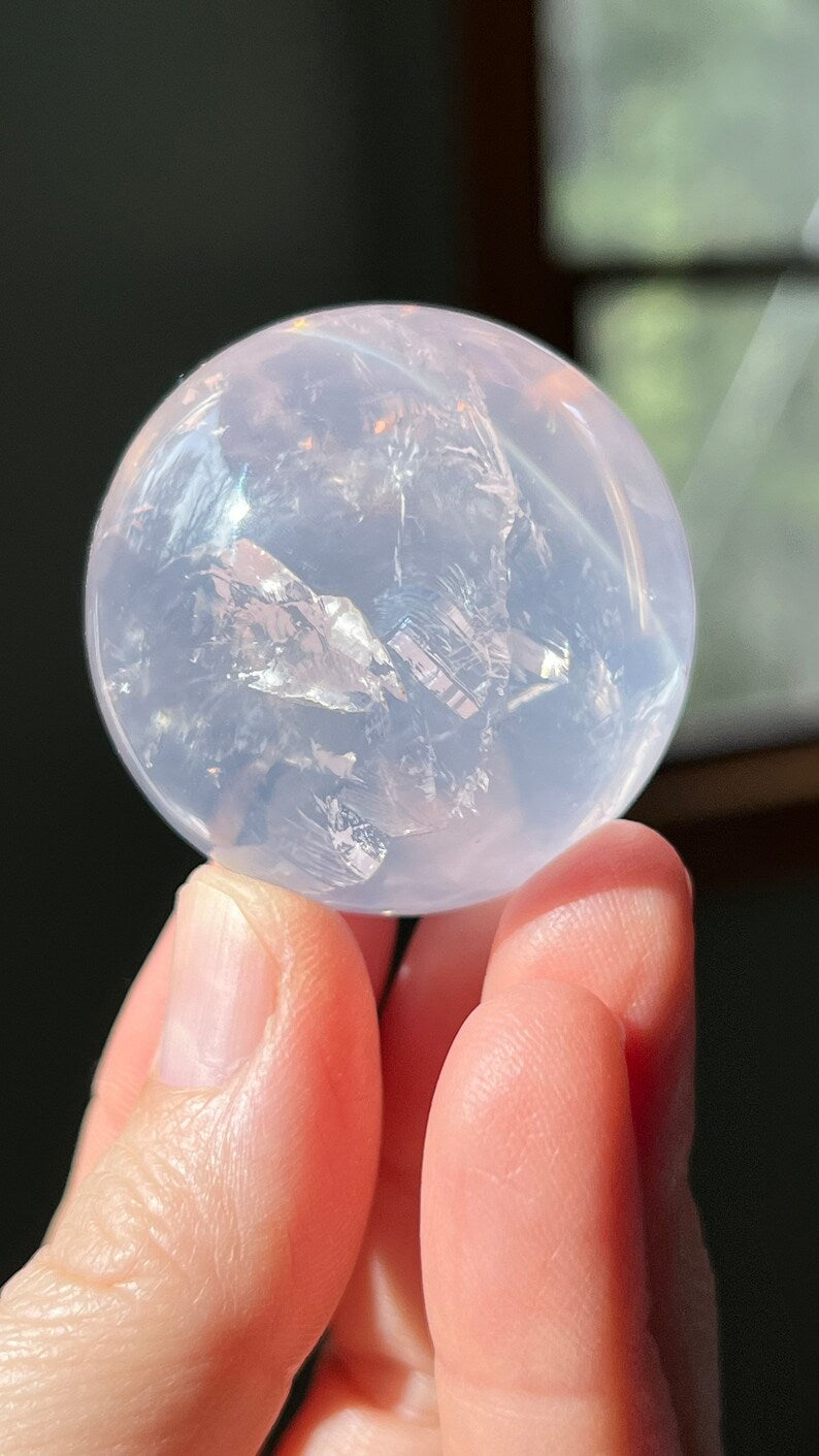 Gem-grade Star Rose Quartz Sphere, Brazil 91g