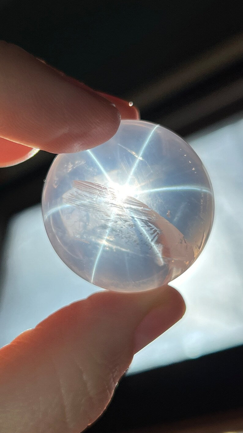 Gem-grade Star Rose Quartz Sphere, Brazil 50g