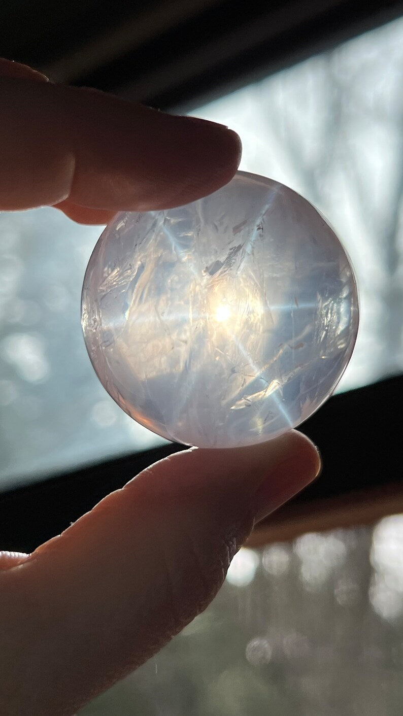 Gem-grade Star Rose Quartz Sphere, Brazil 91g