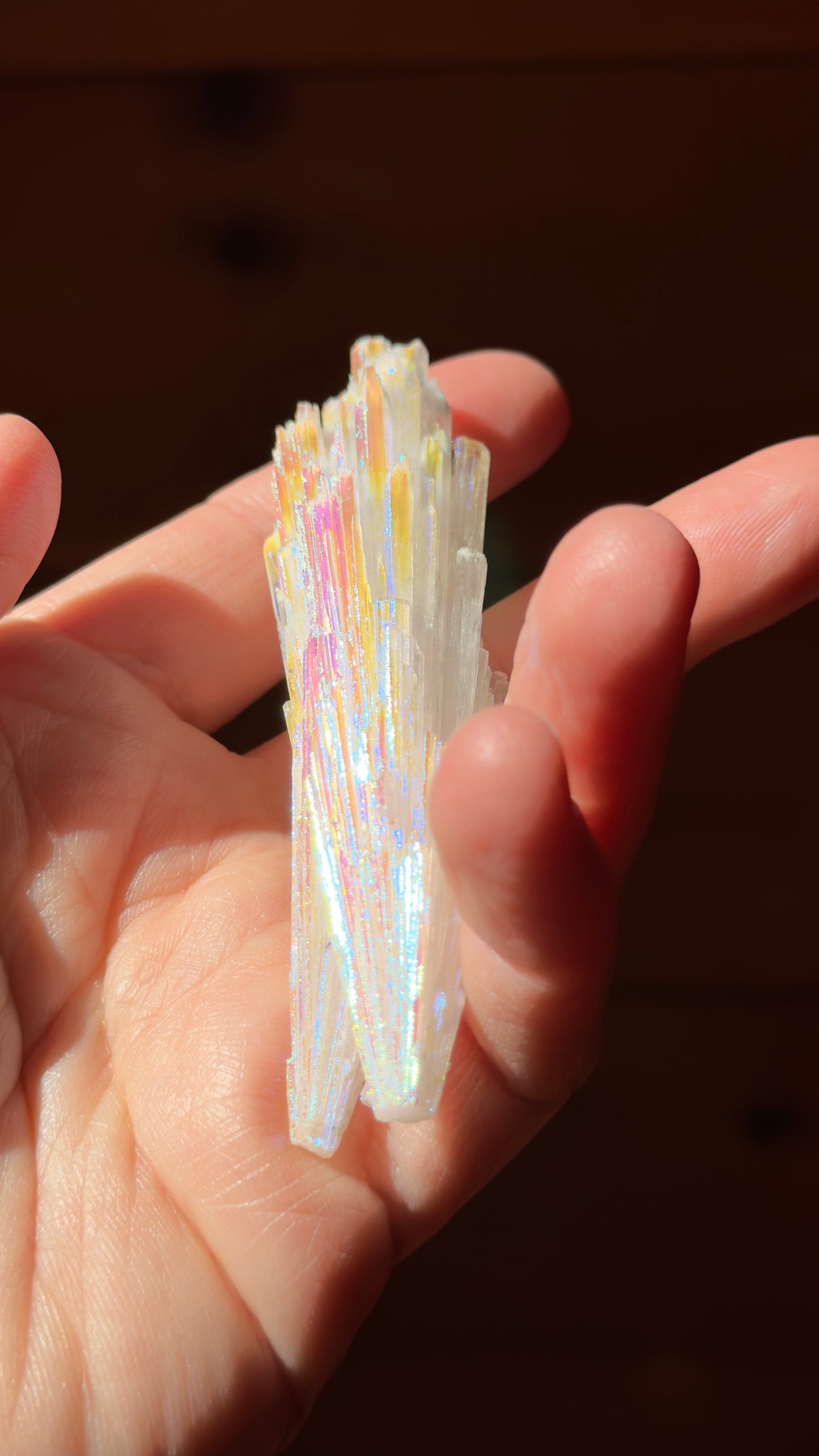 Angel Aura SCOLECITE, Heart and Crown Chakra Connection