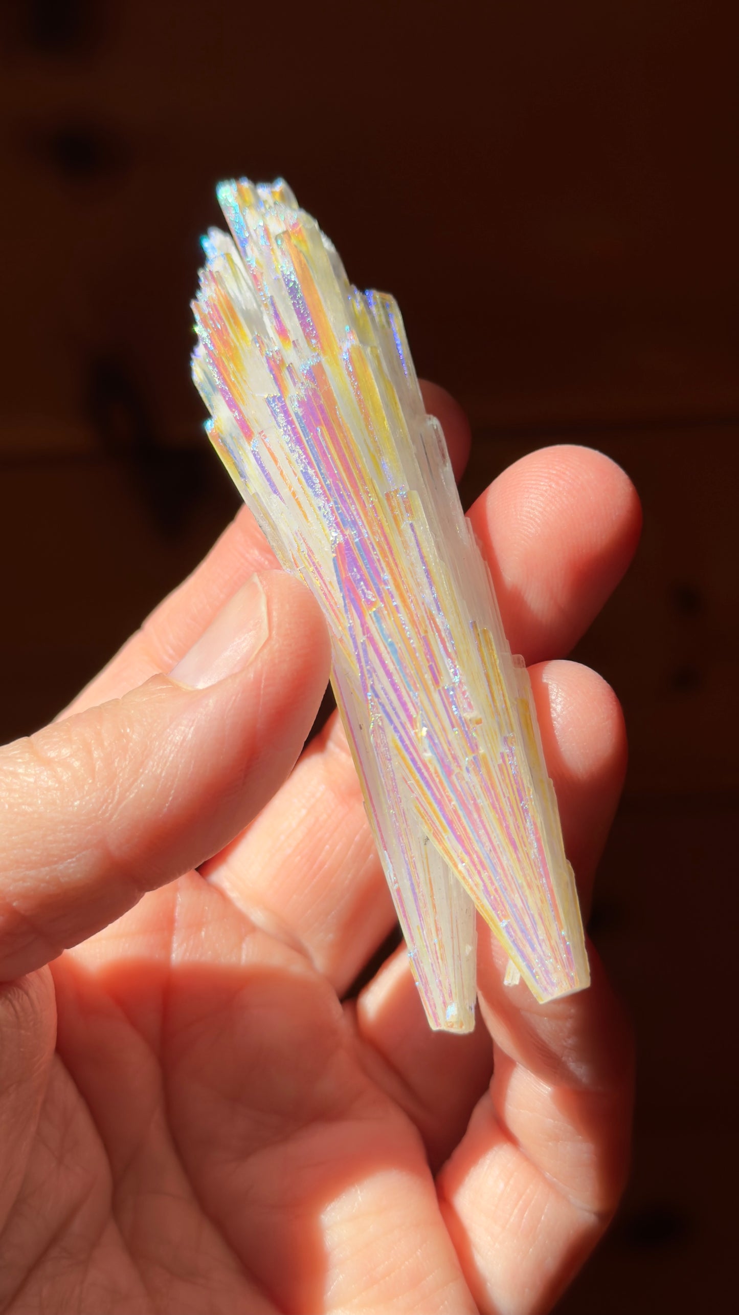 Angel Aura SCOLECITE, Heart and Crown Chakra Connection