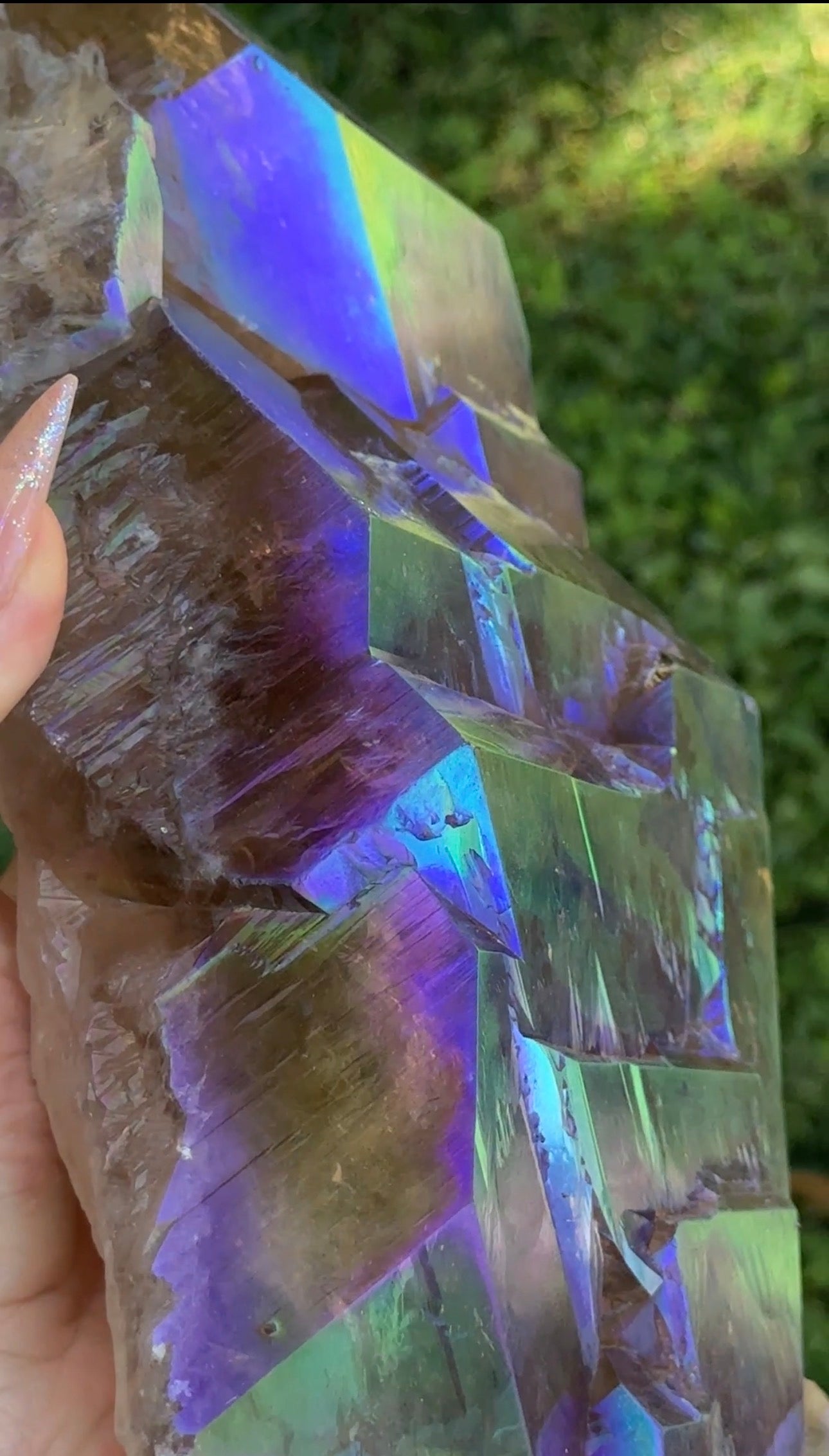 Rainbow Aura Smoky Citrine "Dragon Scales"