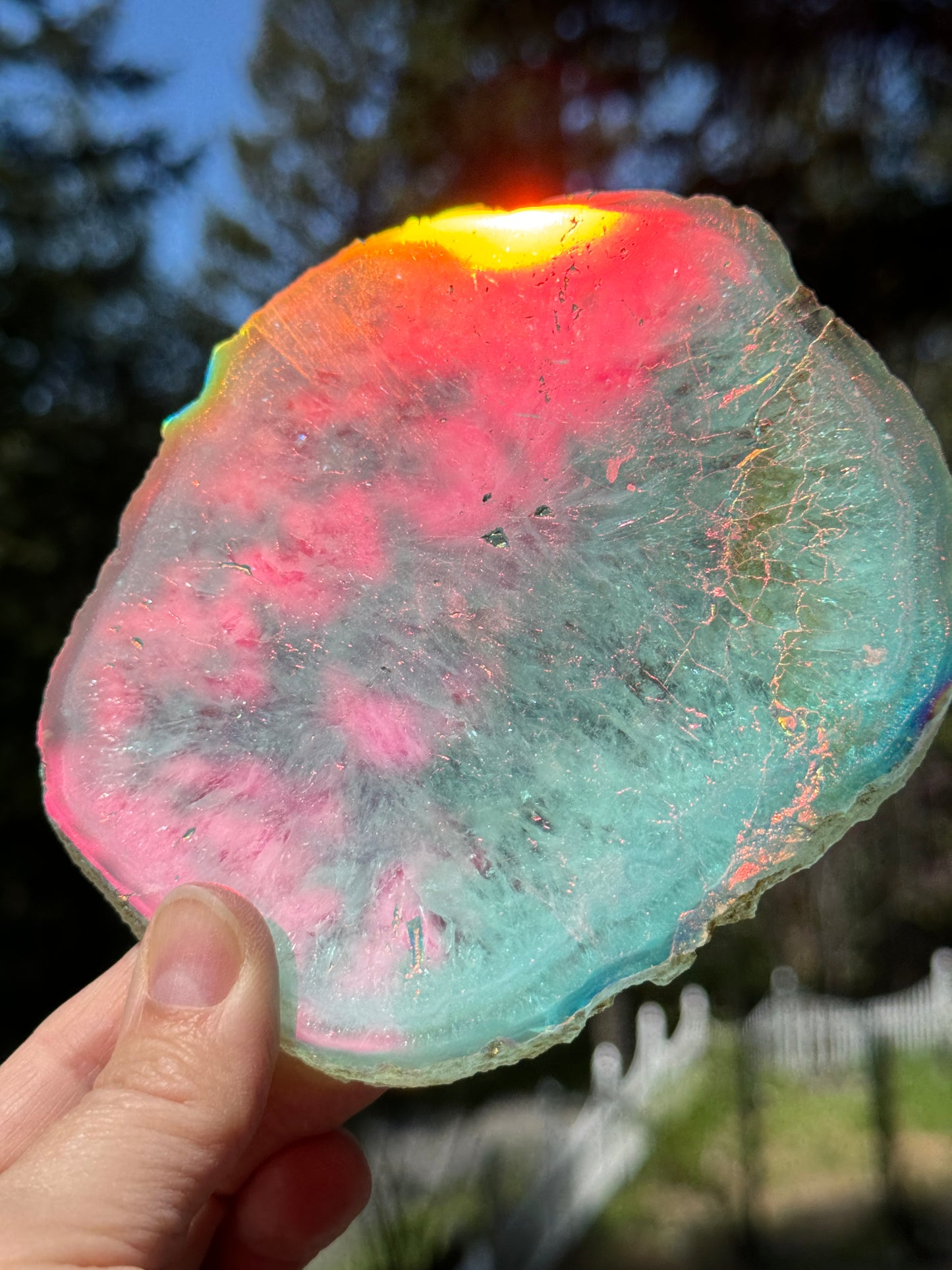 Angel Aura Agate Quartz Slice